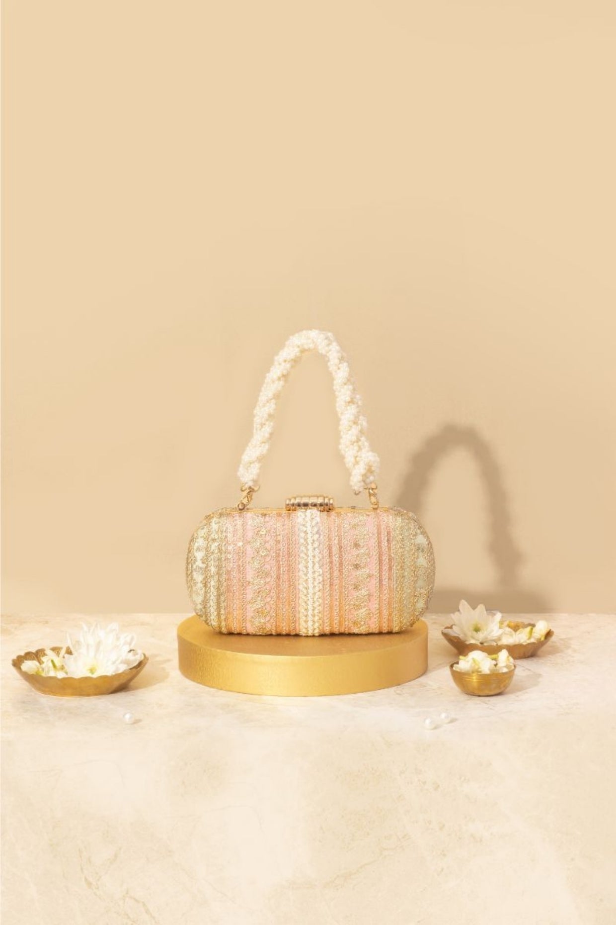 Naaz Embroidered Capsule Clutch - Pastel