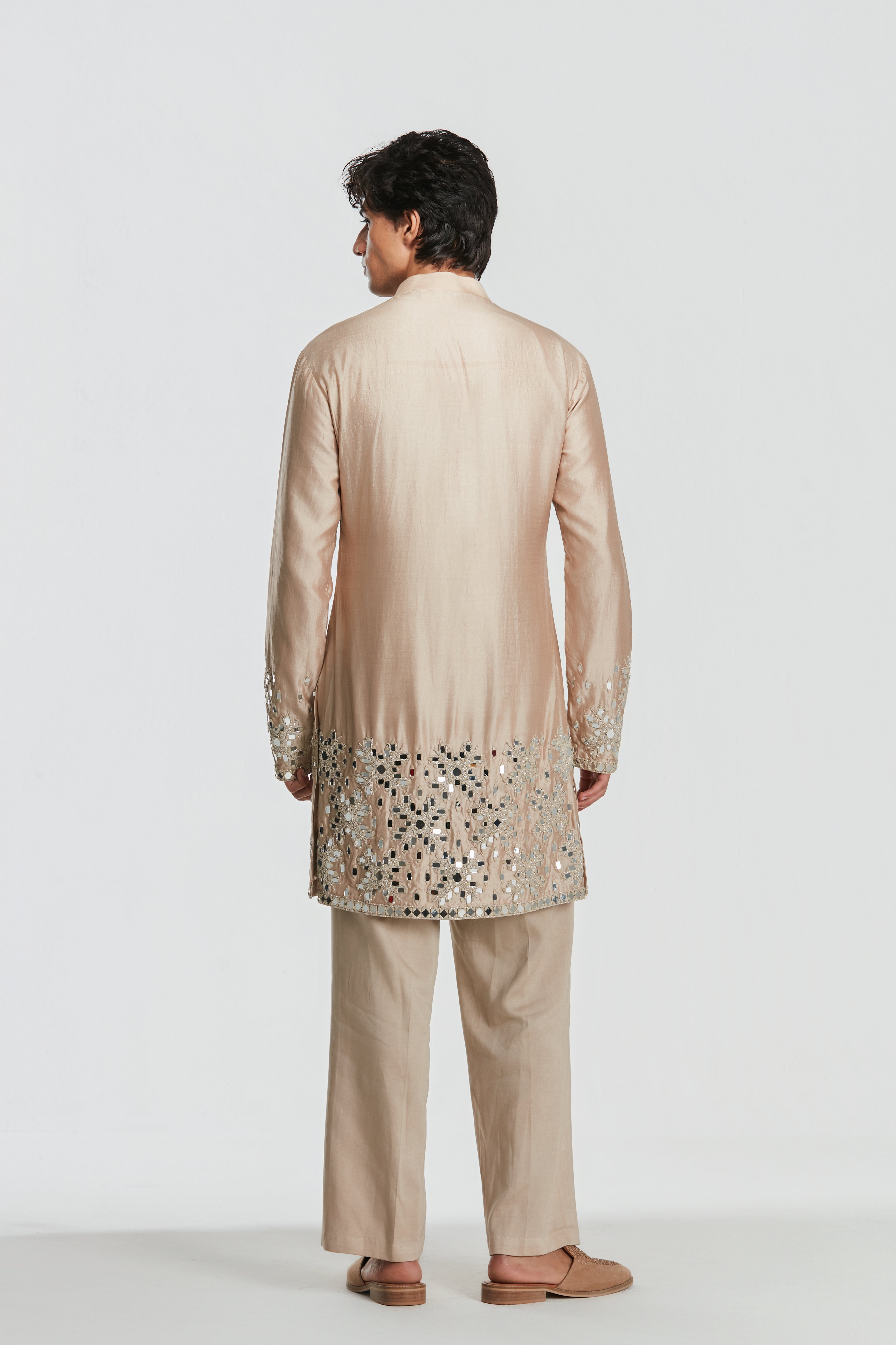 Kurta and jacket - Heavy chanderi , Pant-Cotton twill