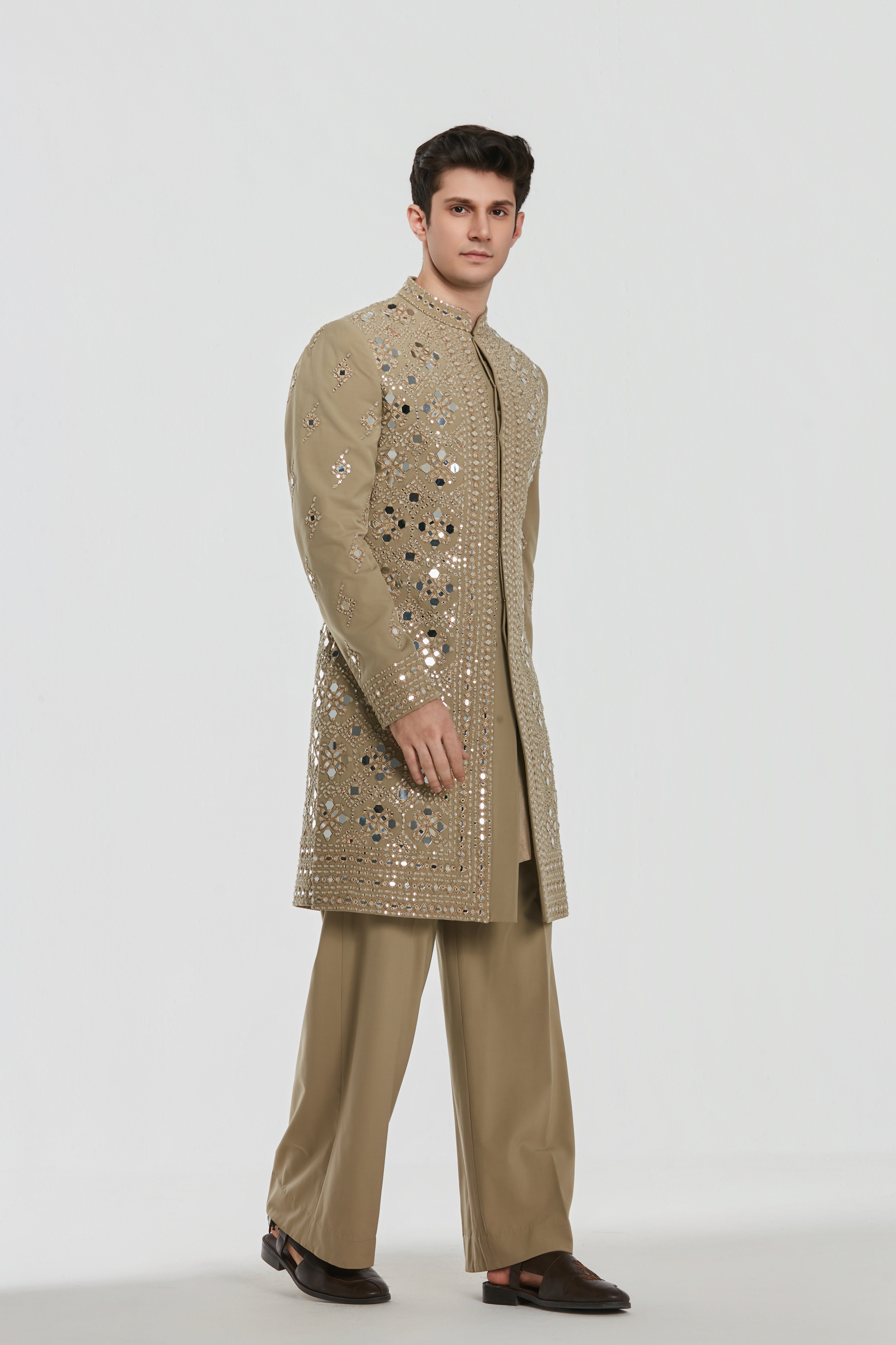 Sherwani and pant -Neo tech and Kurta and stole -Heavy chanderi