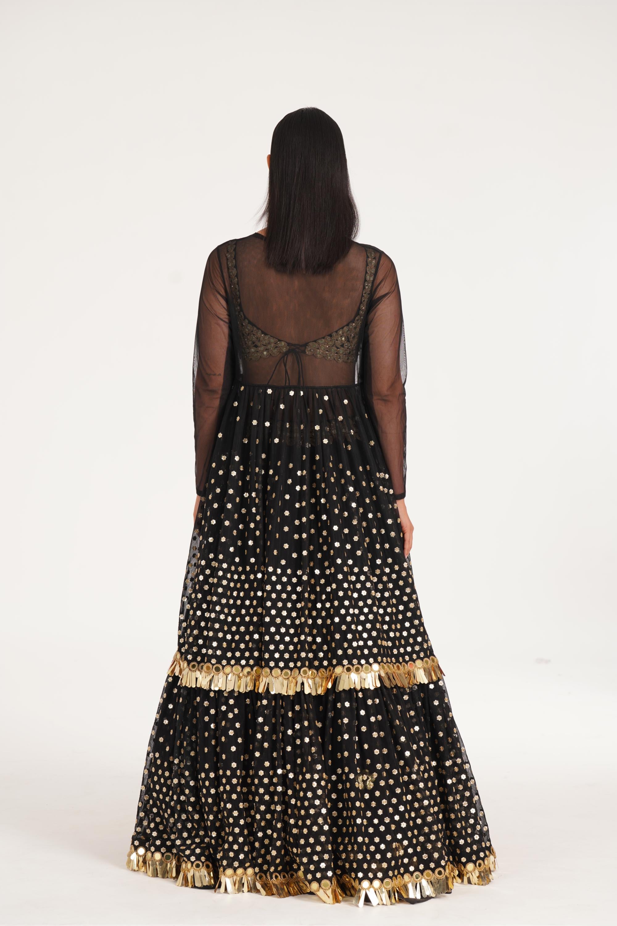 Intense black jacket skirt set