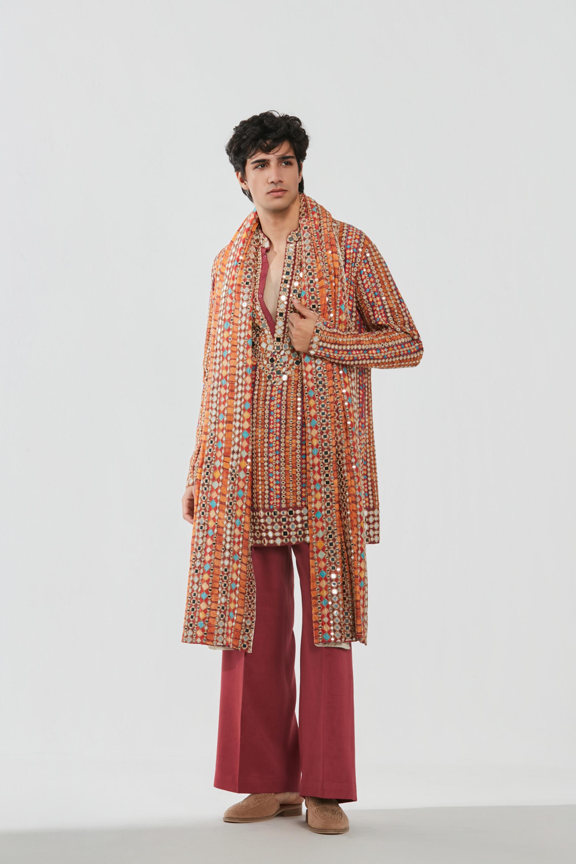 Kurta and Stole- Heavy chanderi , Pant-Cotton twill