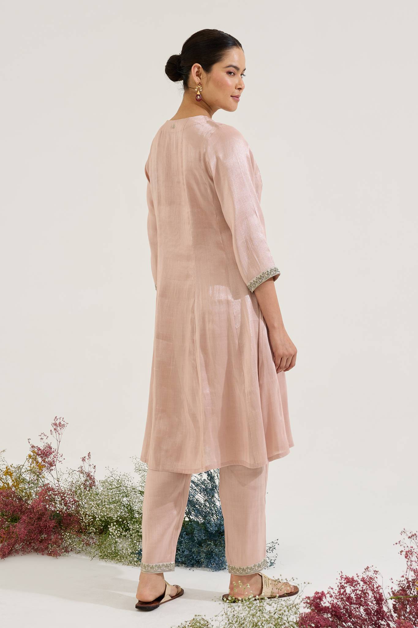 Rosy Dori Tissue Anarkali with Narrow Pants - Set of 2