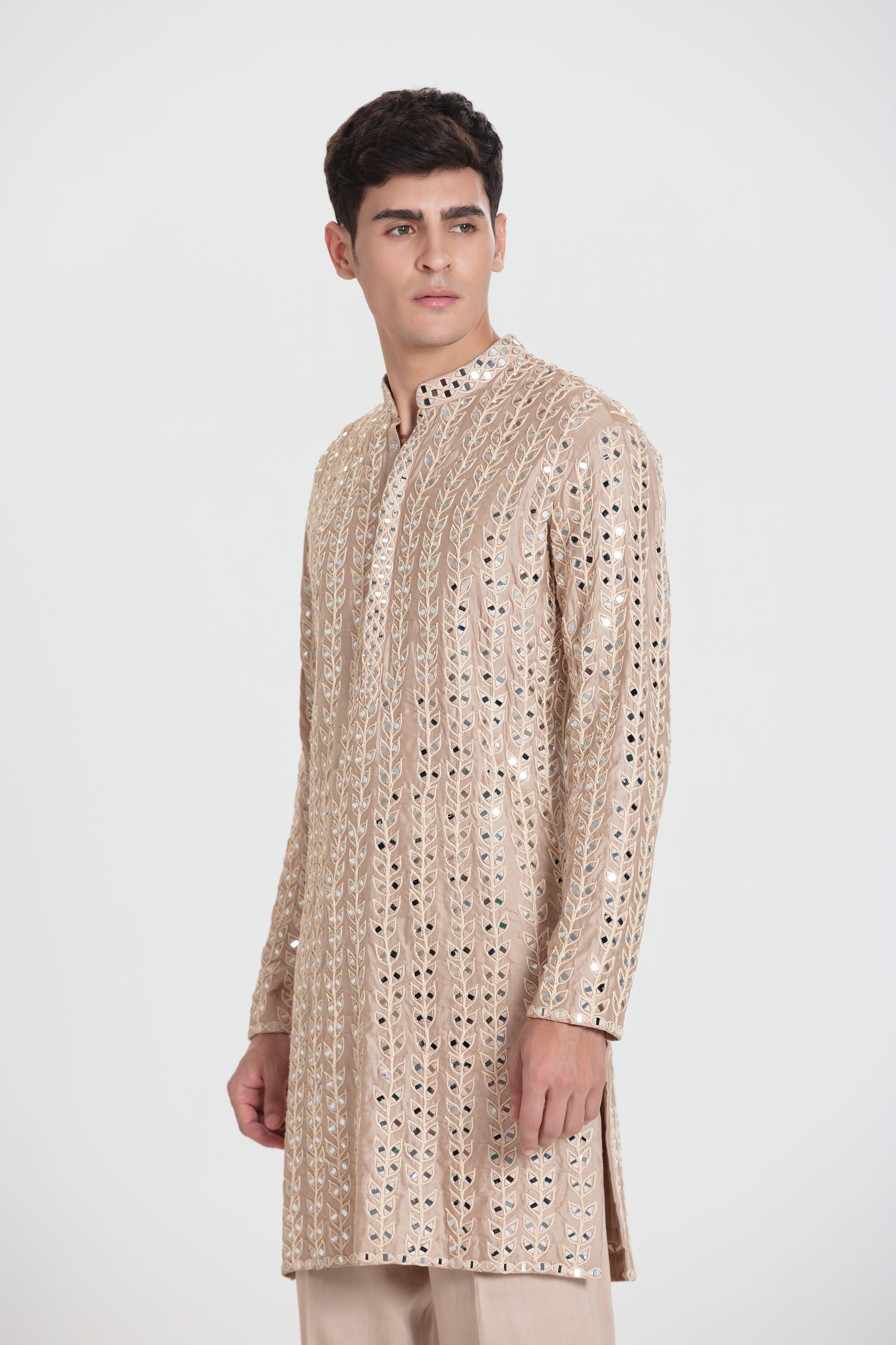 Beige Petal Shine Kurta Set