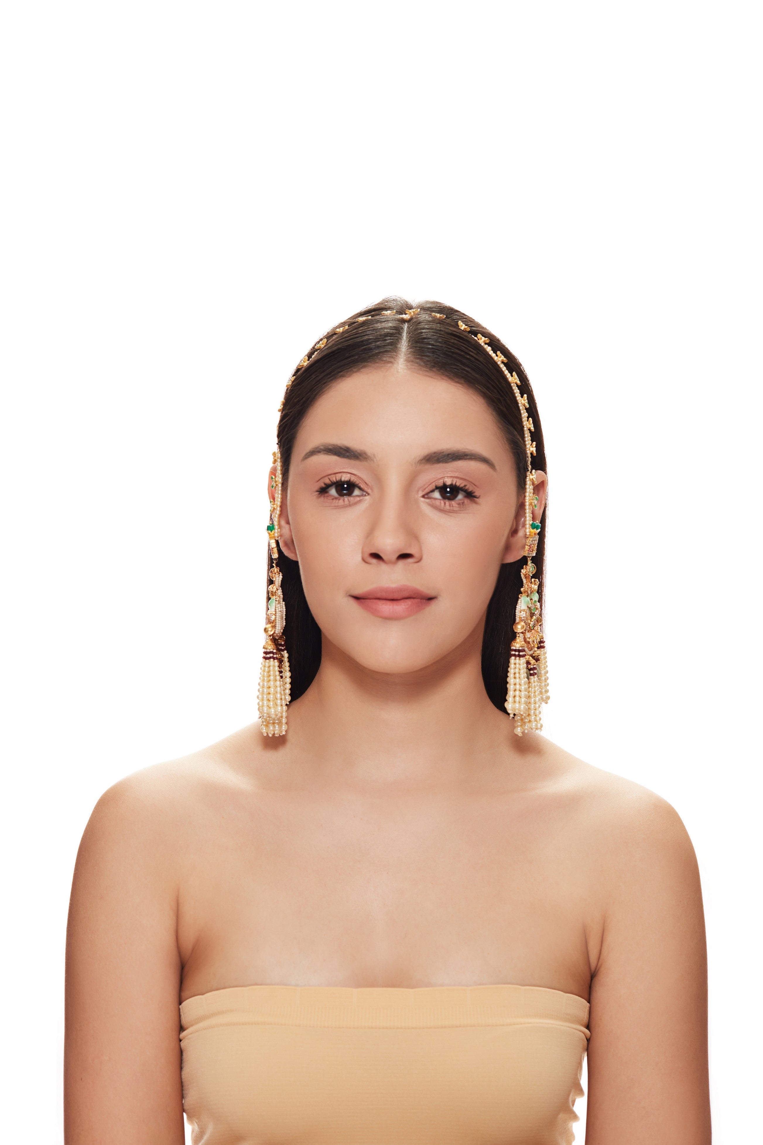 Satvik Earrings connecting with tikka.