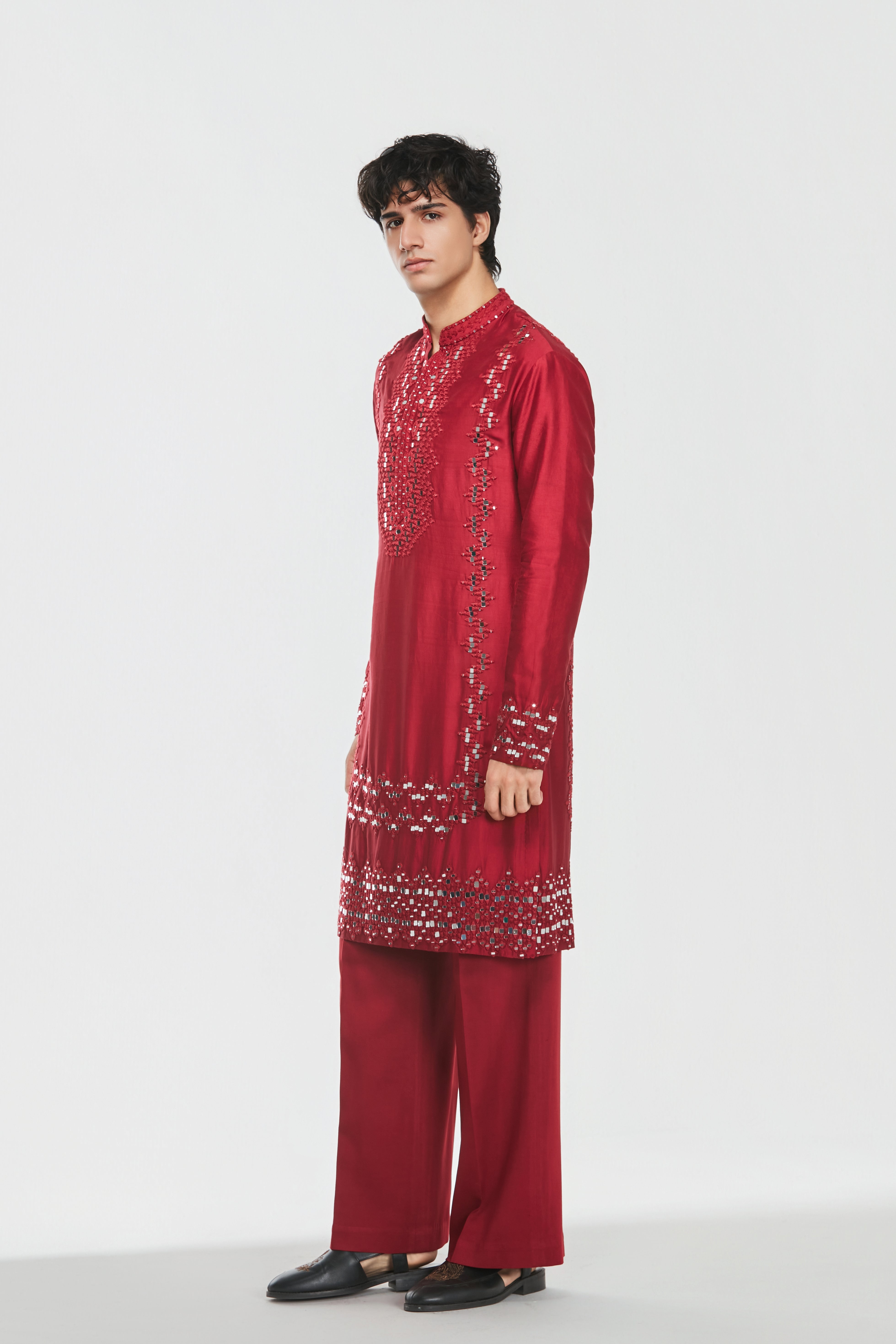 Kurta and stole - heavy chanderi , pant -Cotton twill
