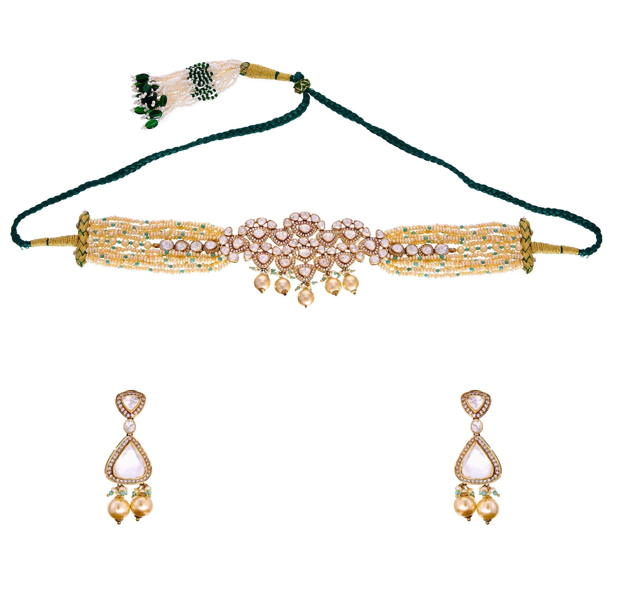 Grisha polki mukta choker set