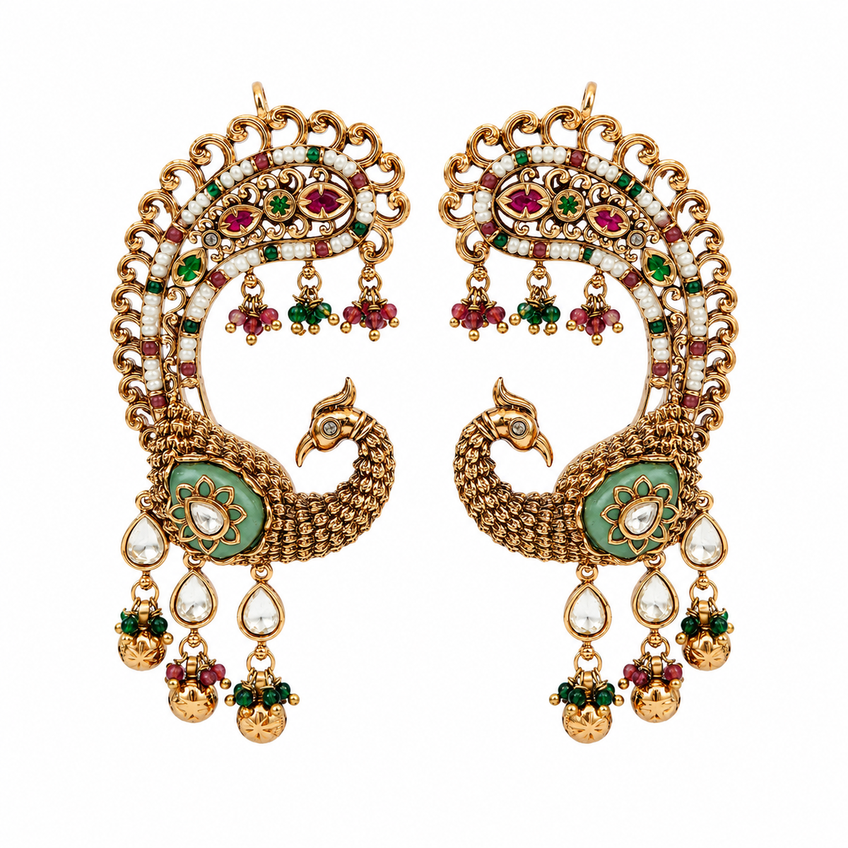 Multicolour Peacock Statement Earrings