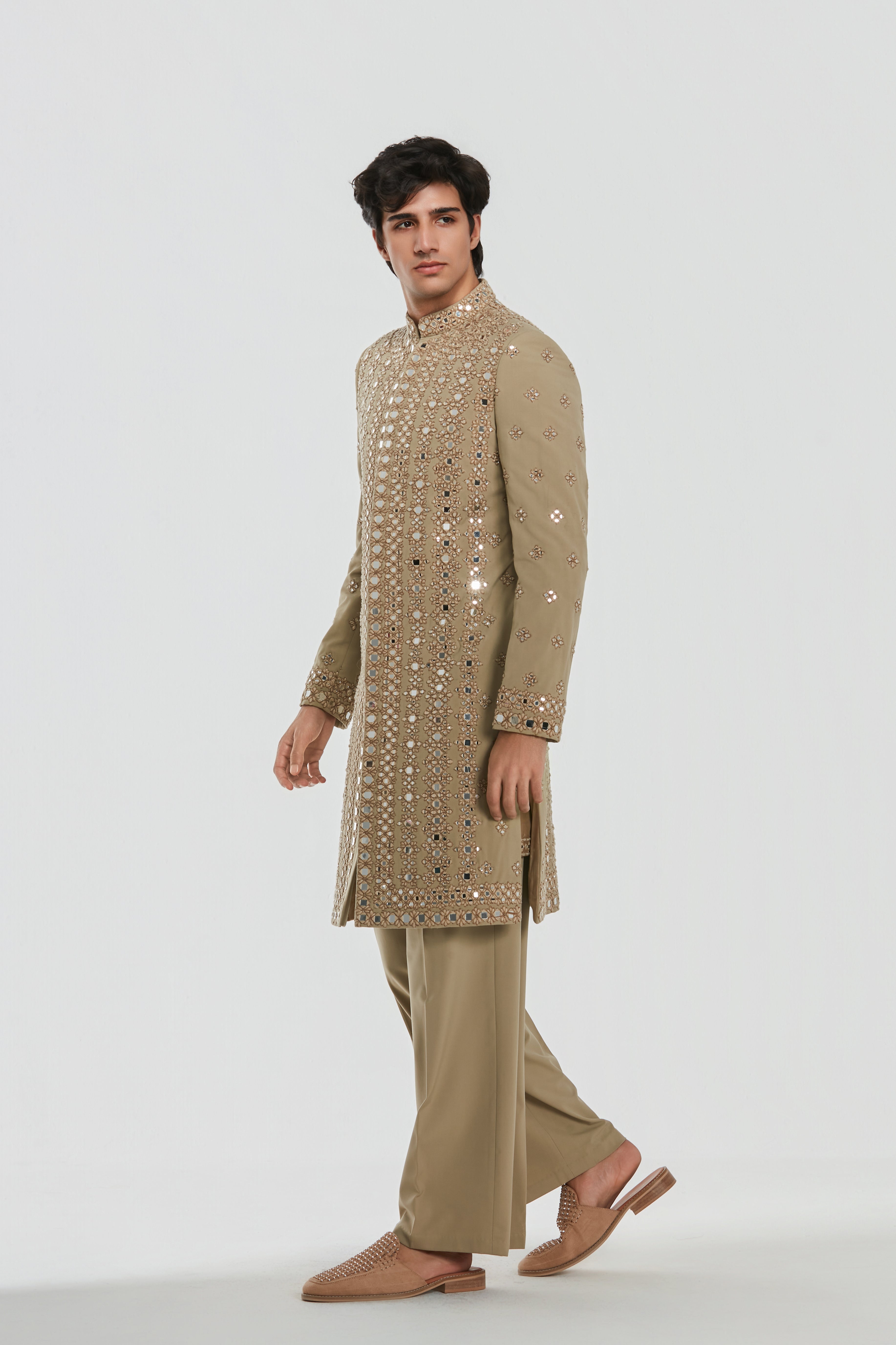 Sherwani and pant - Neo tech , Kurta - Heavy chanderi