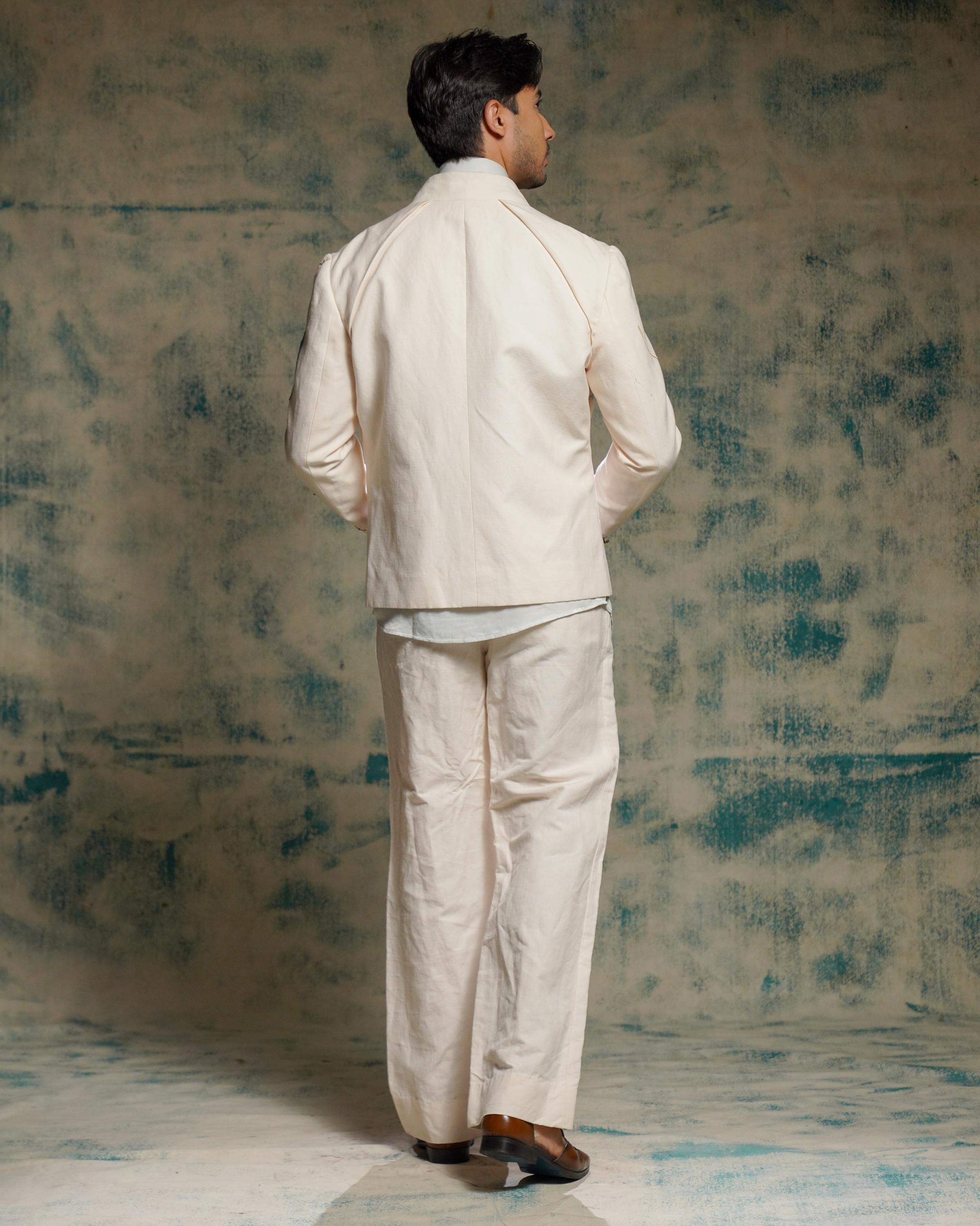 Apricot Ivory Handpainted Blazer Set