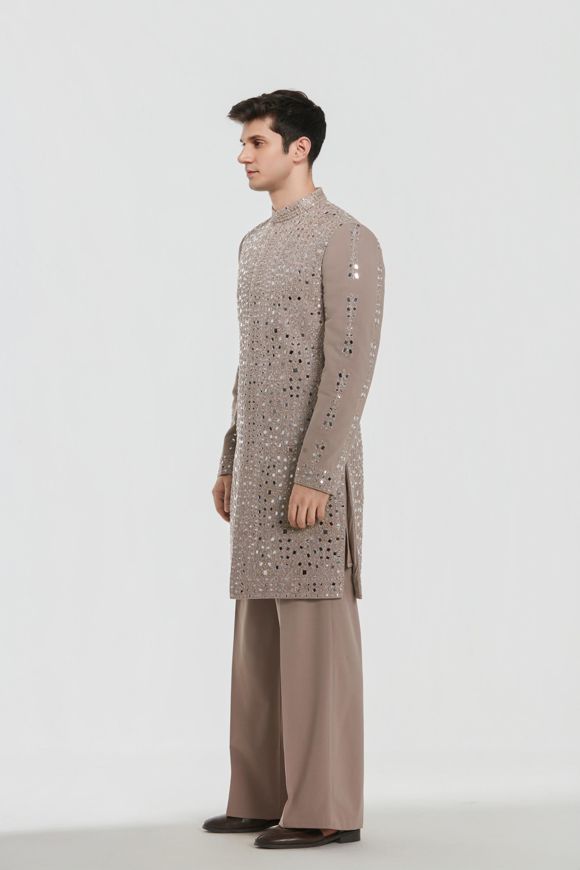 Sherwani and pant -Neo tech and Kurta and stole -Heavy chanderi