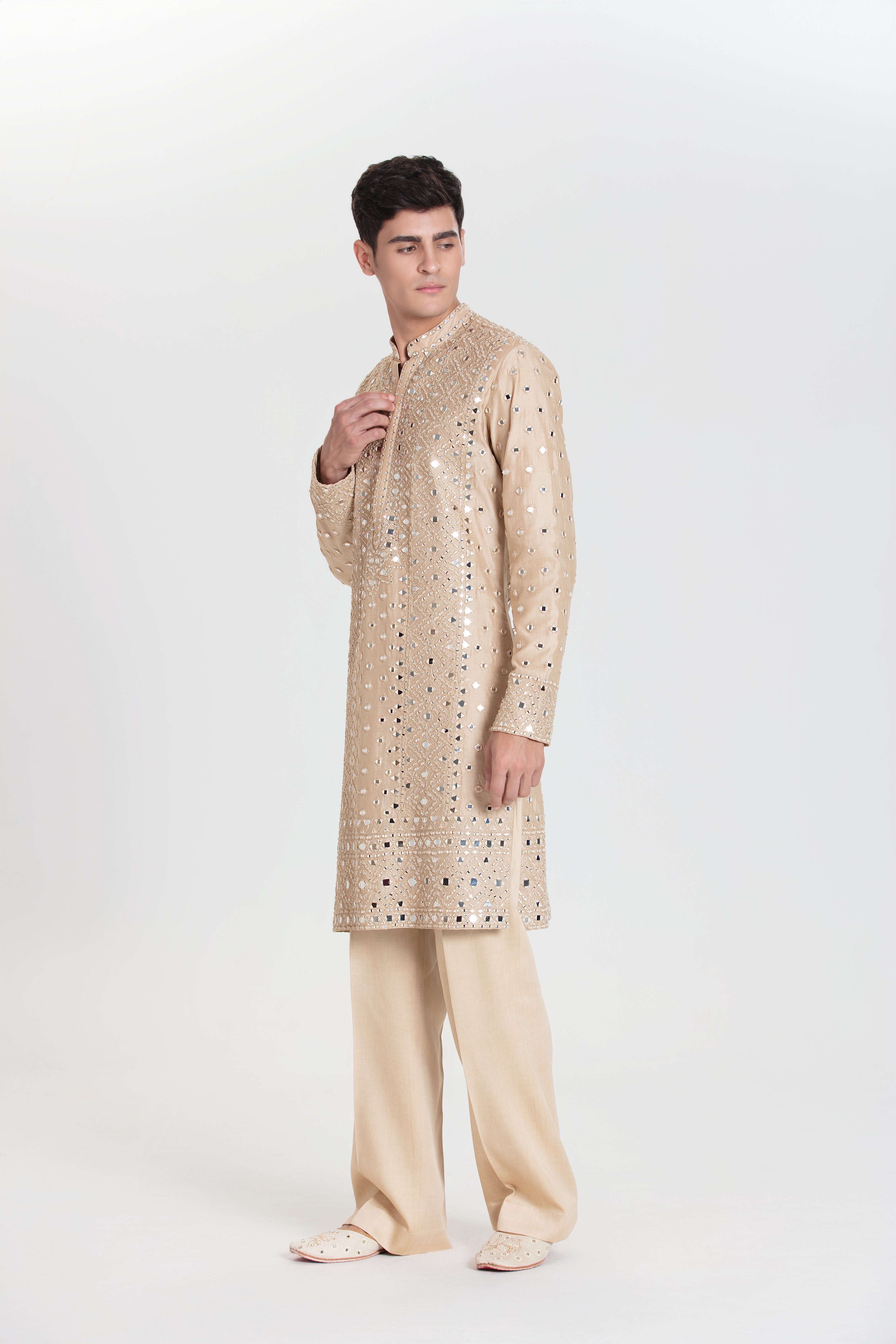Beige Diamond Kurta Set