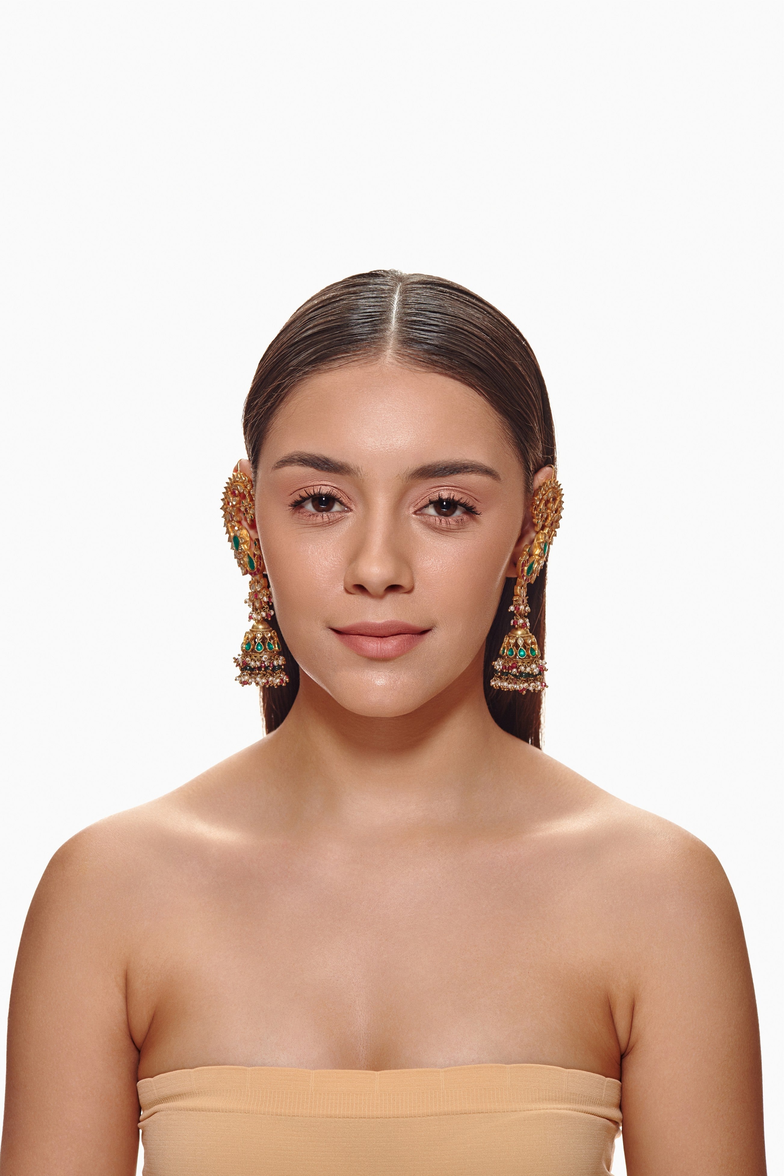 Multicoloured Peacock Earcuffs