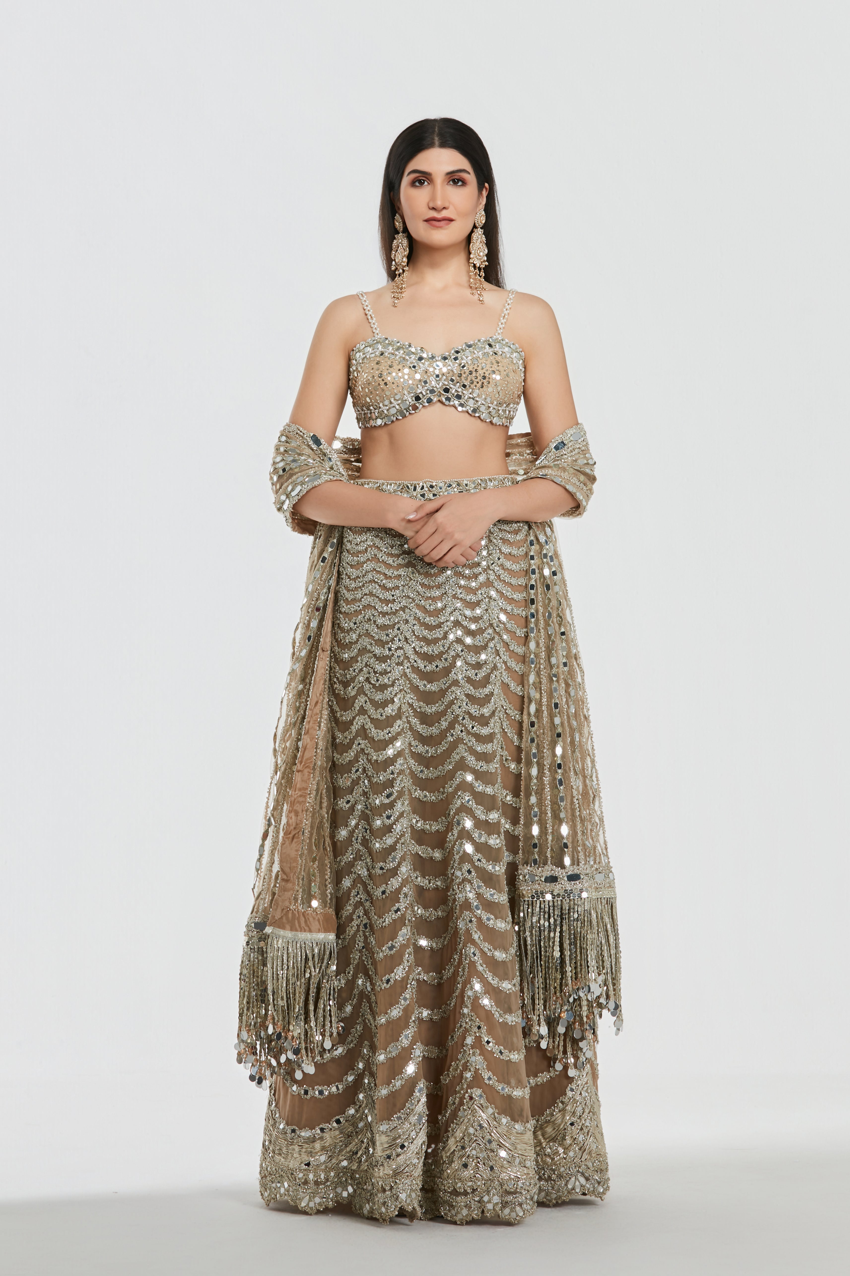 Mirror work , zari , gota