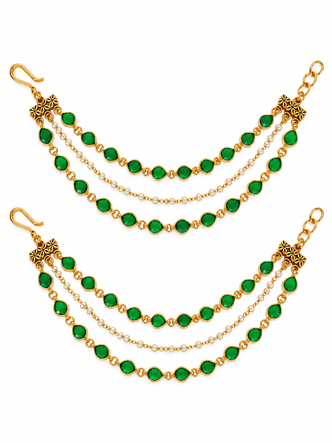 Emerald Pearl Layered earchain 61