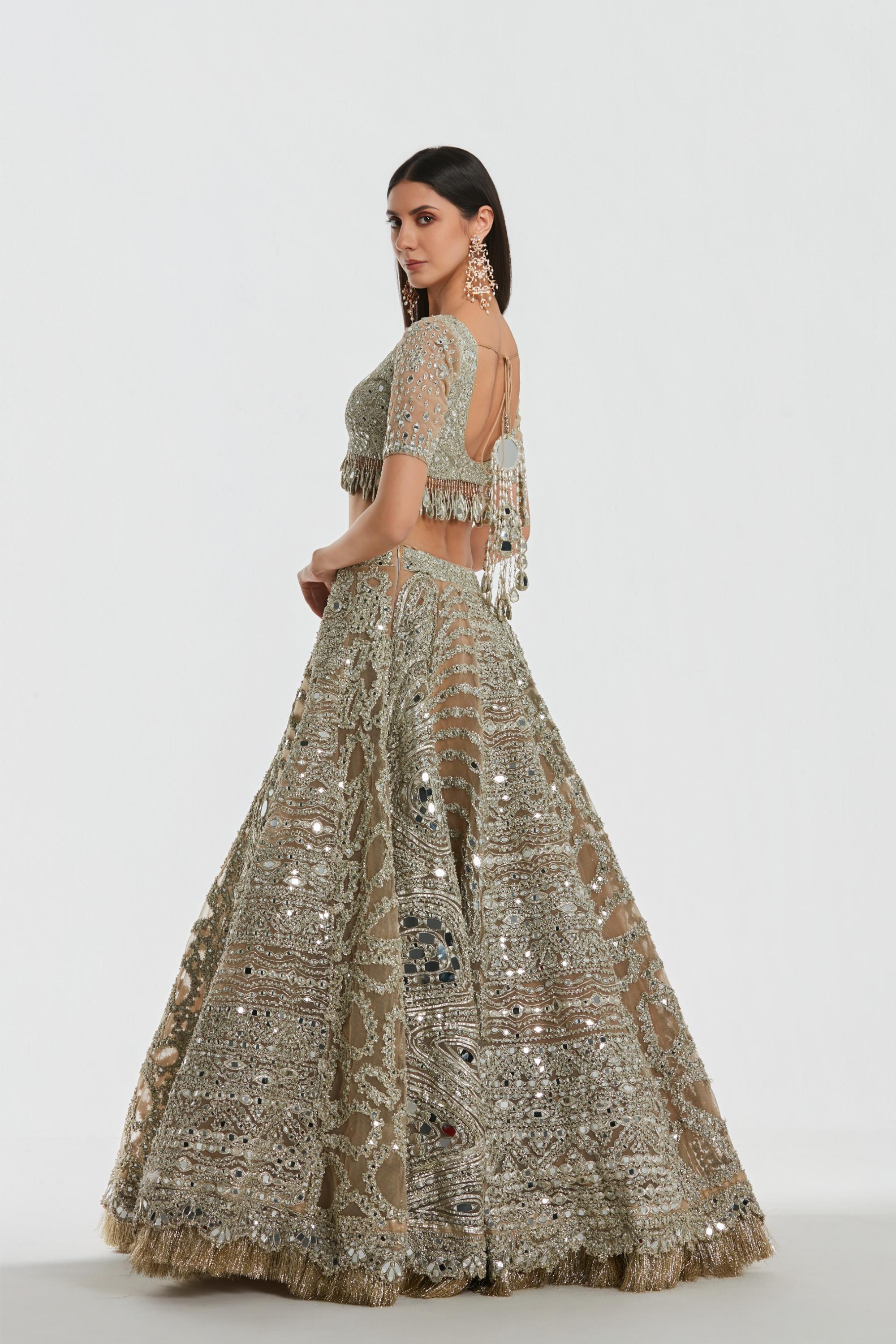 Mirror work , zari , gota