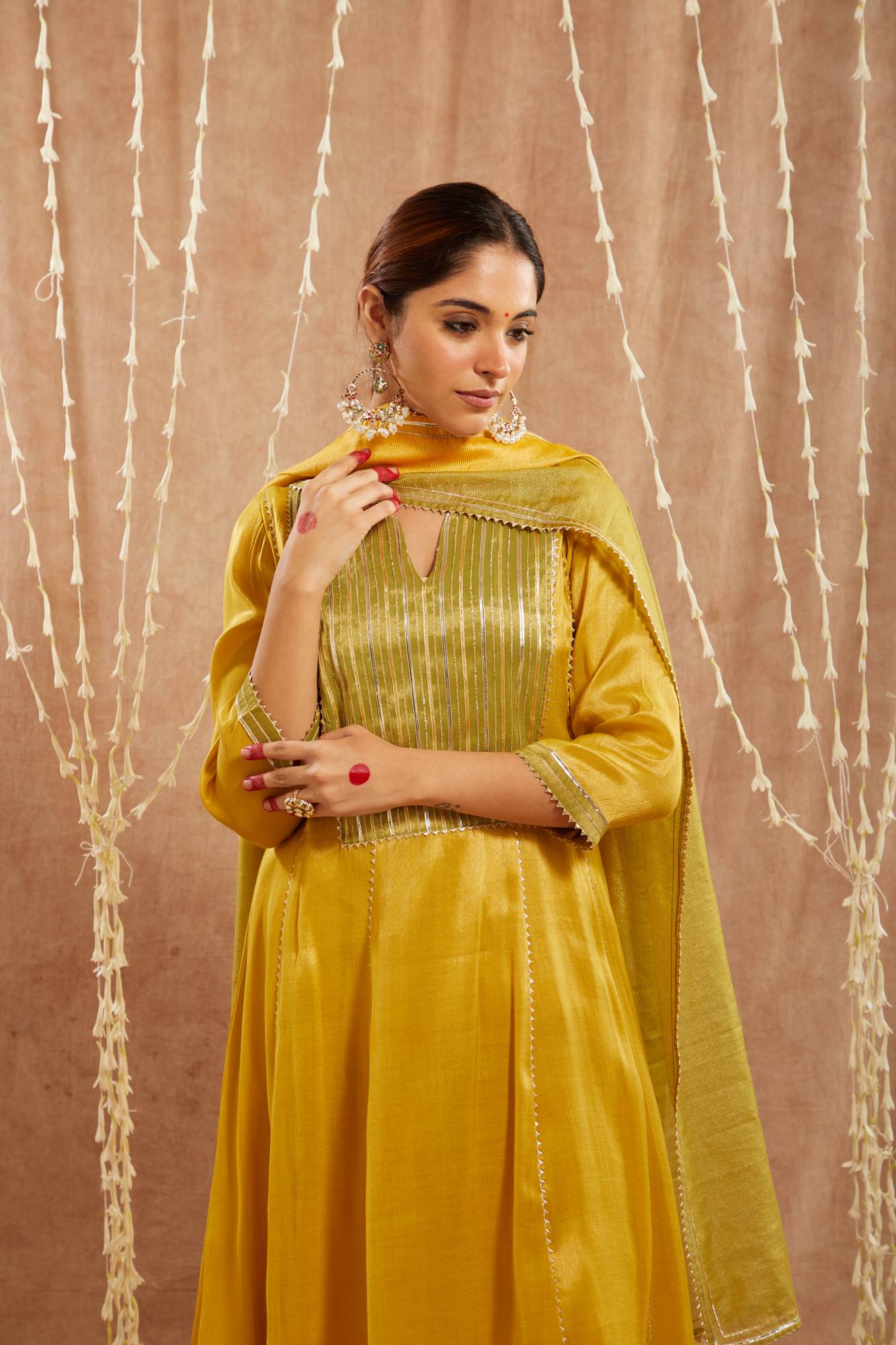 Sunshine Yoke Tissue Anarkali with
Narrow Pants