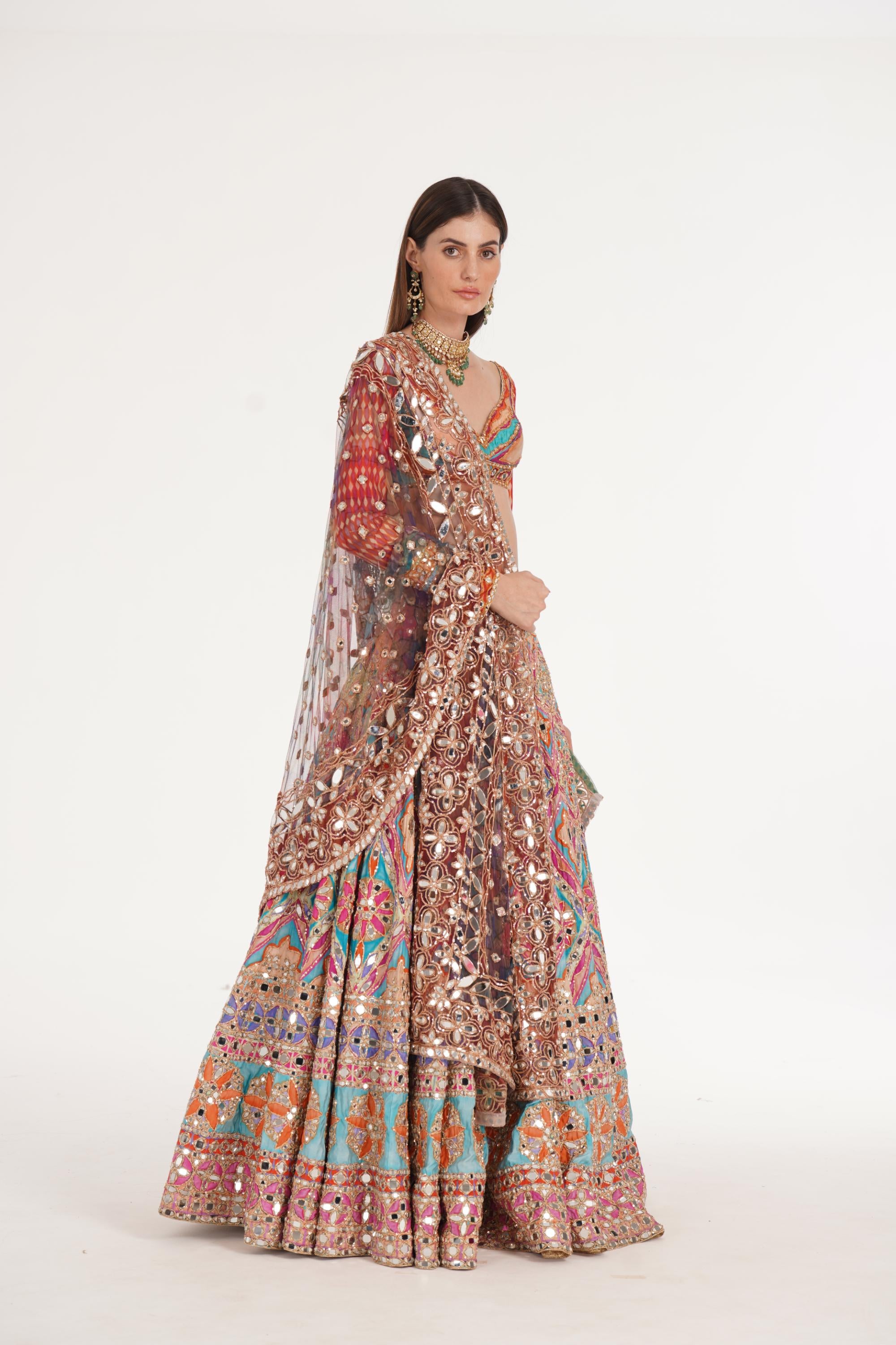 LAKE BLUE MULTISHADE LEHENGA SET