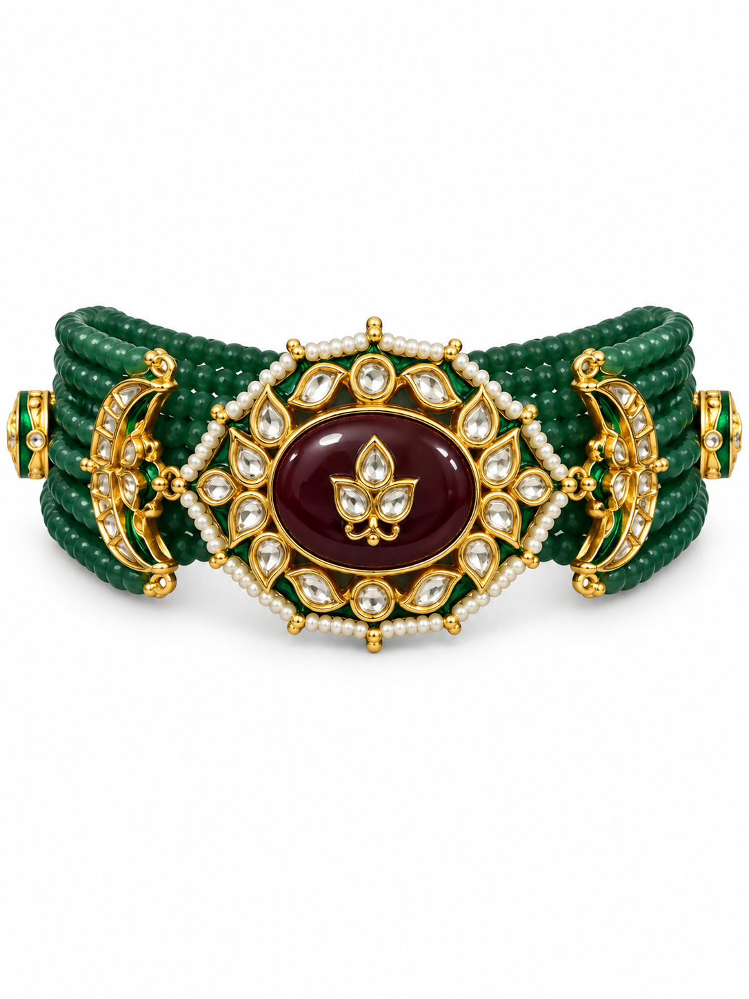 Kundan Beaded Choker with Drop Earrings