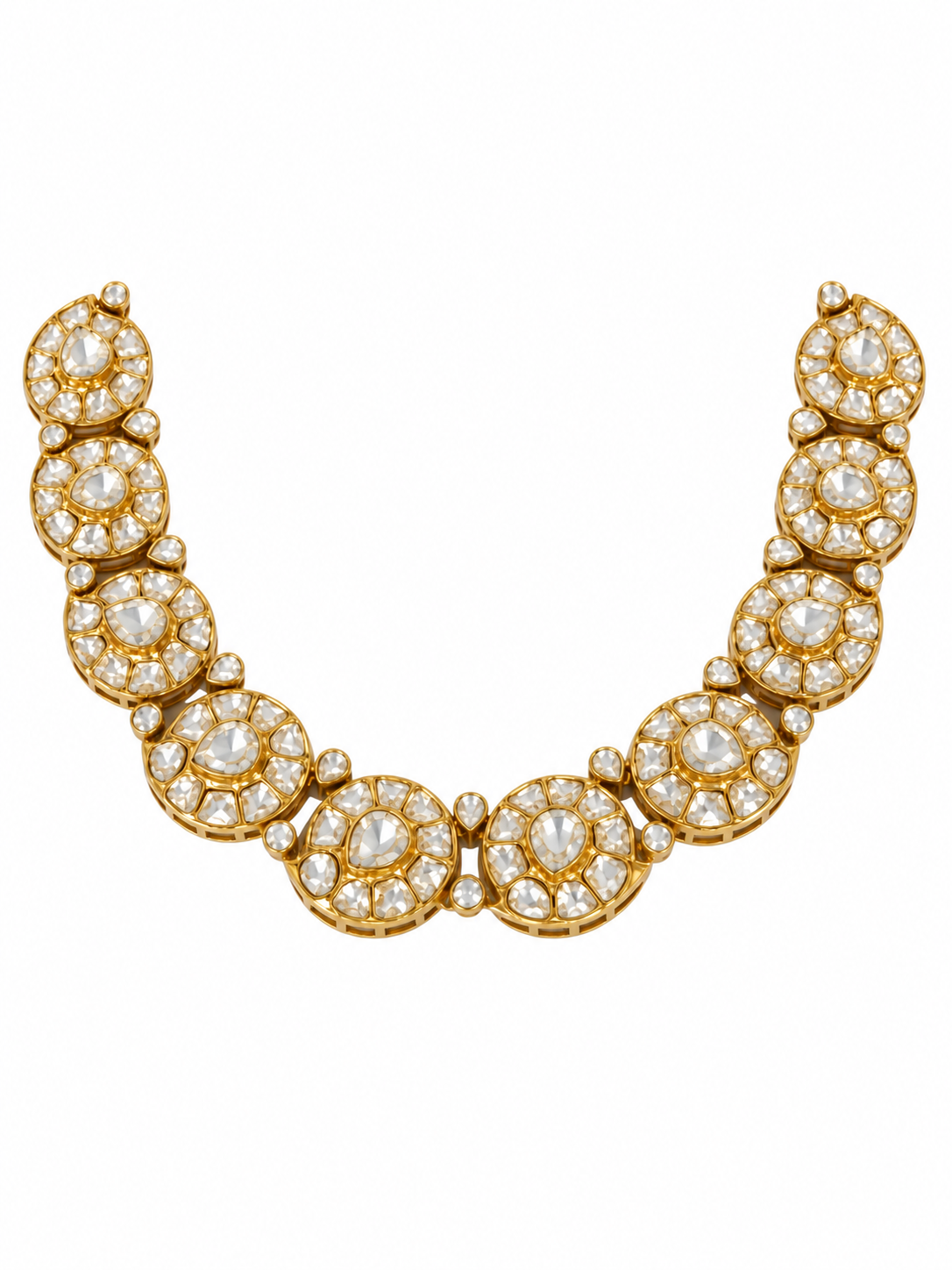 Moissanite Polki Floral Choker Necklace Set