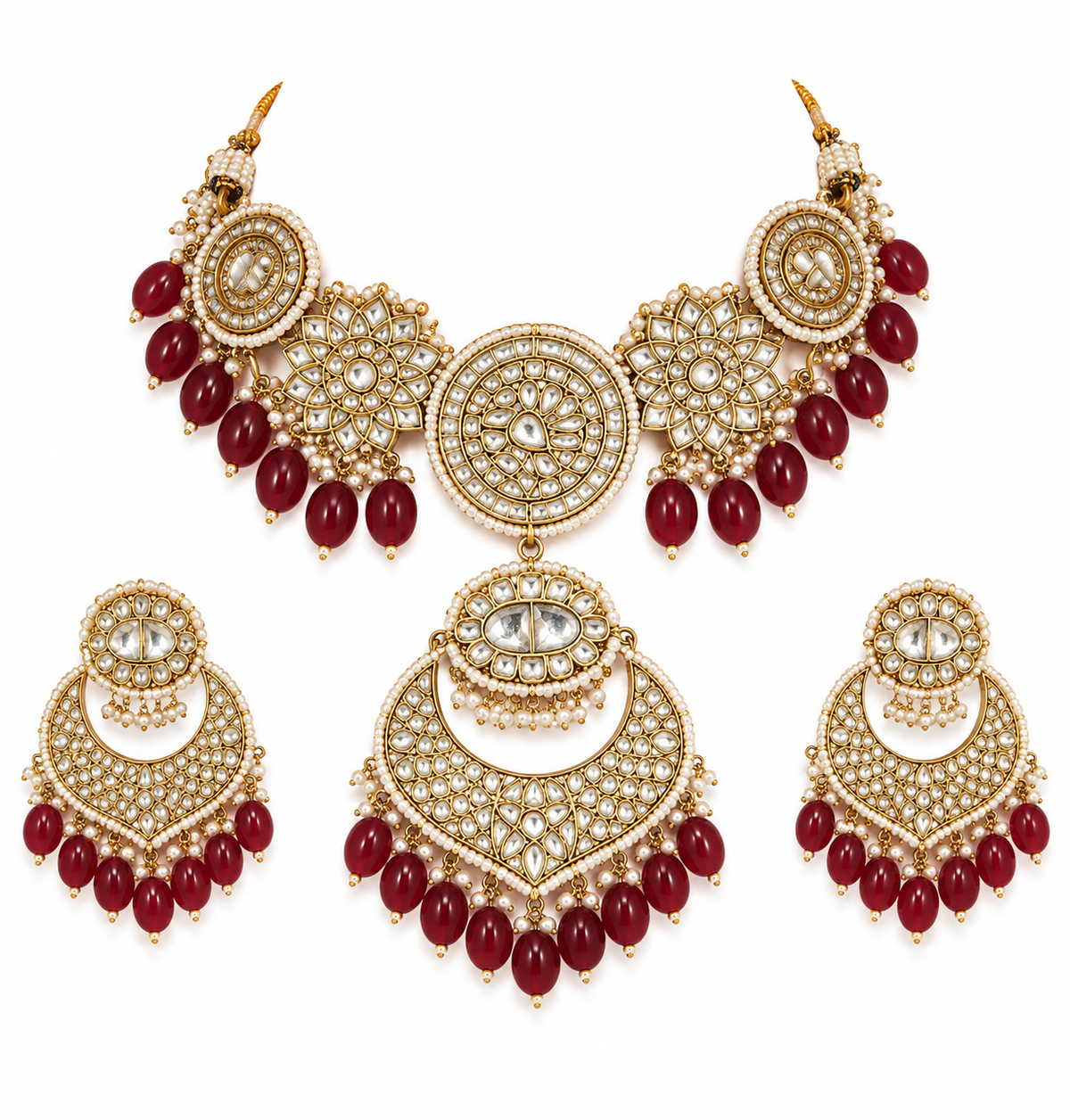 Kundan Choker Necklace Set with Chandbali Earrings 18