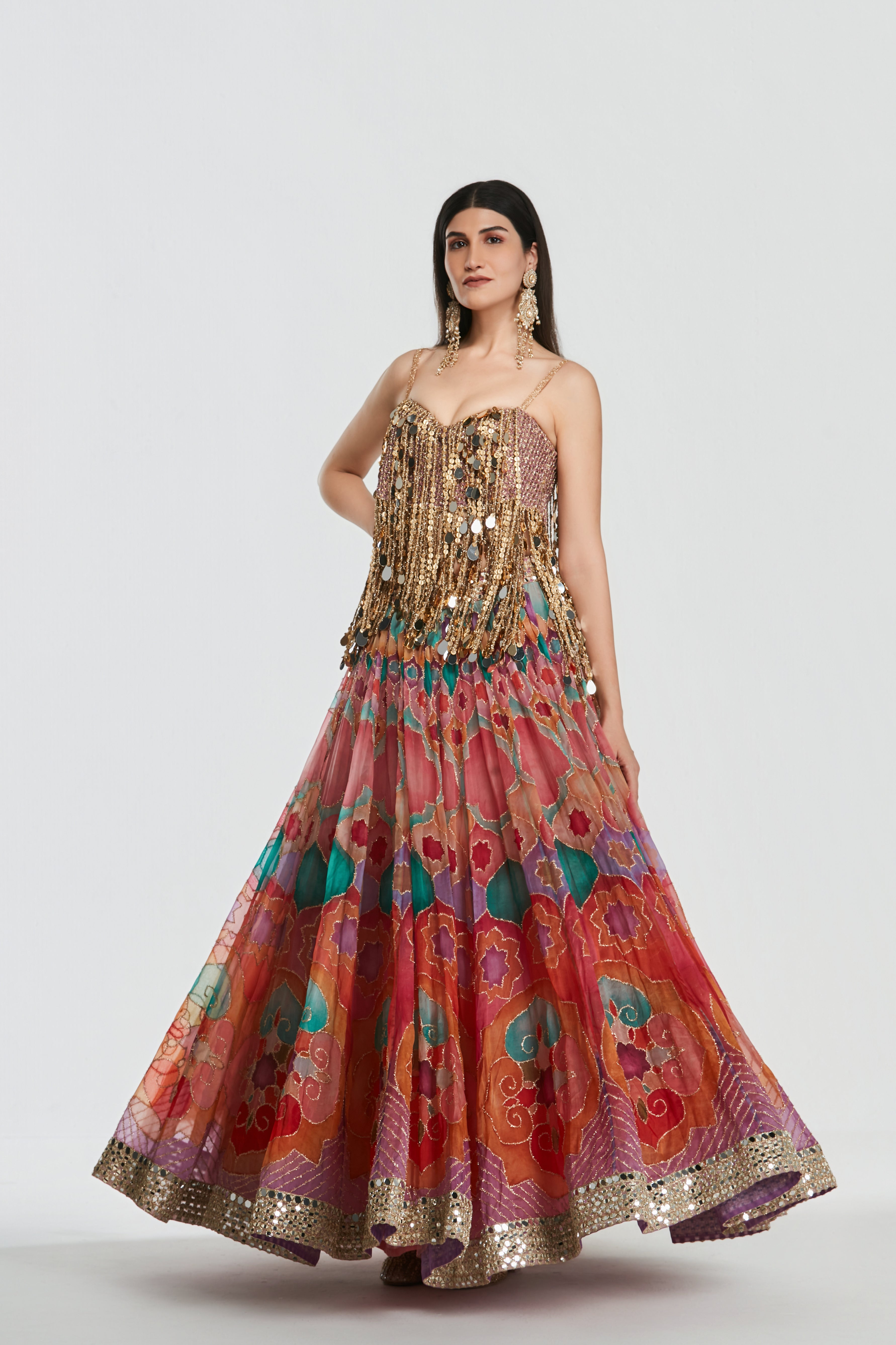 Mirror , zari , sequins , lurex thread