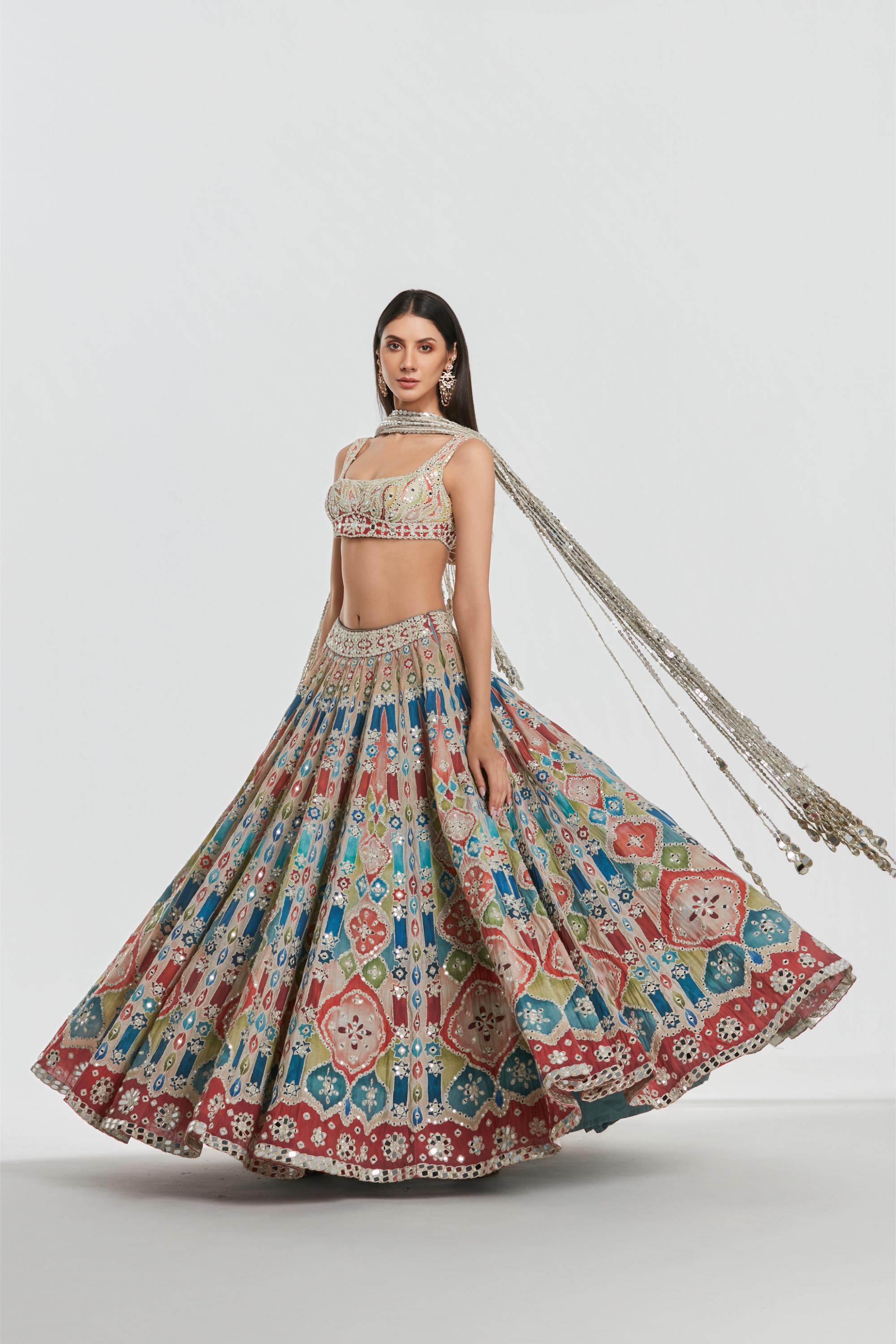 Mirror work , zari , lurex thread , sequins