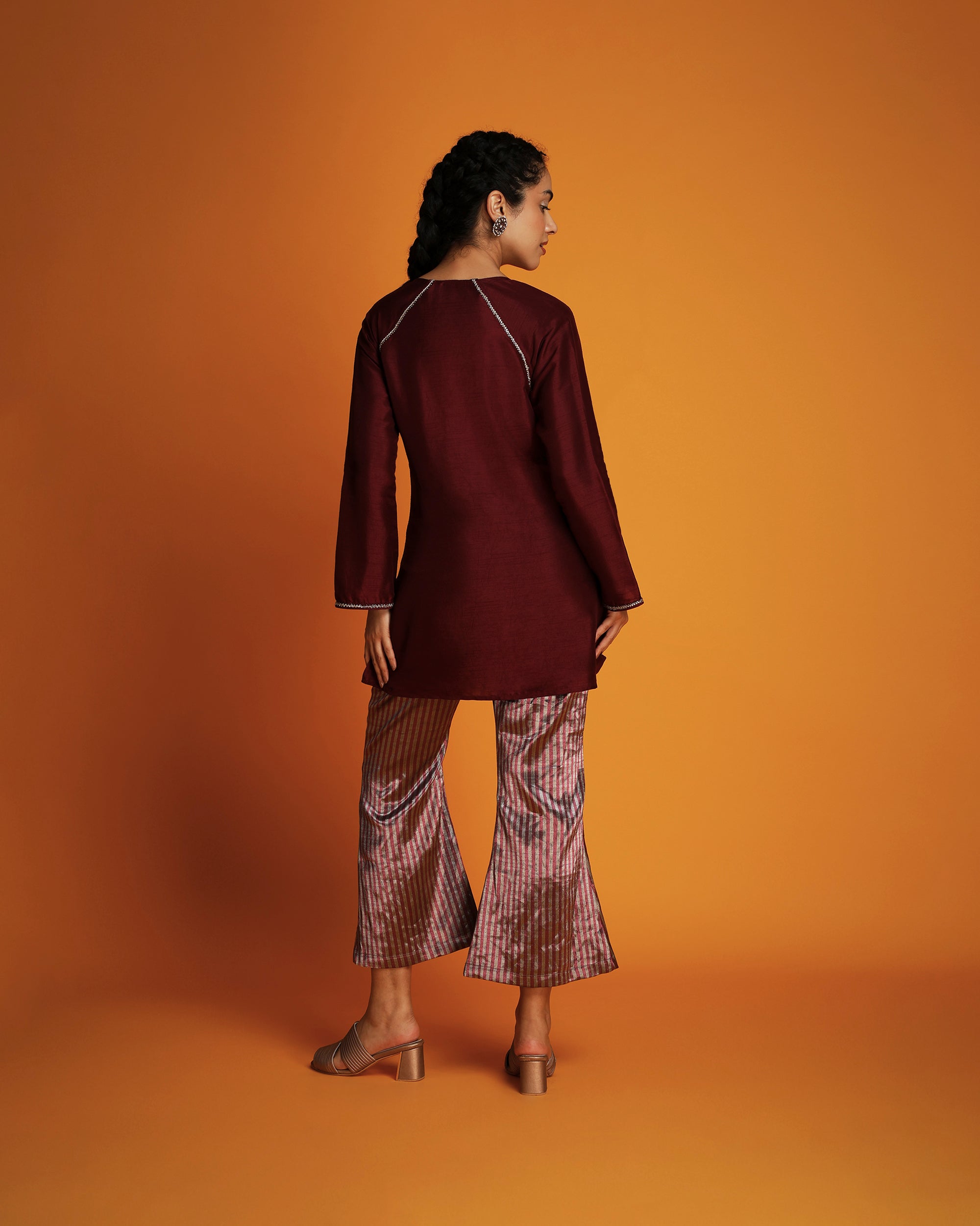 Silver tissue bell bottom pants