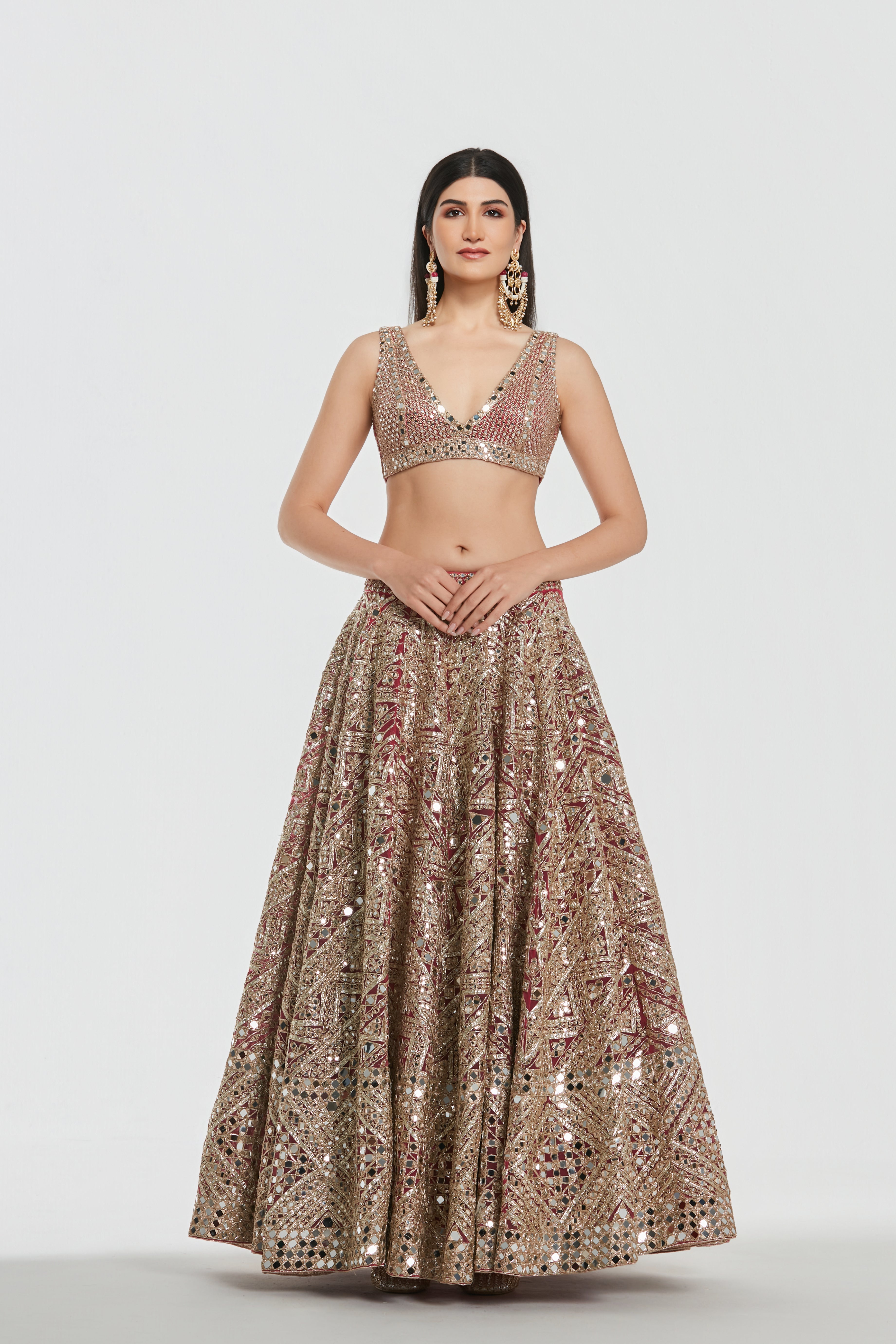 Mirror work , zari , Gota