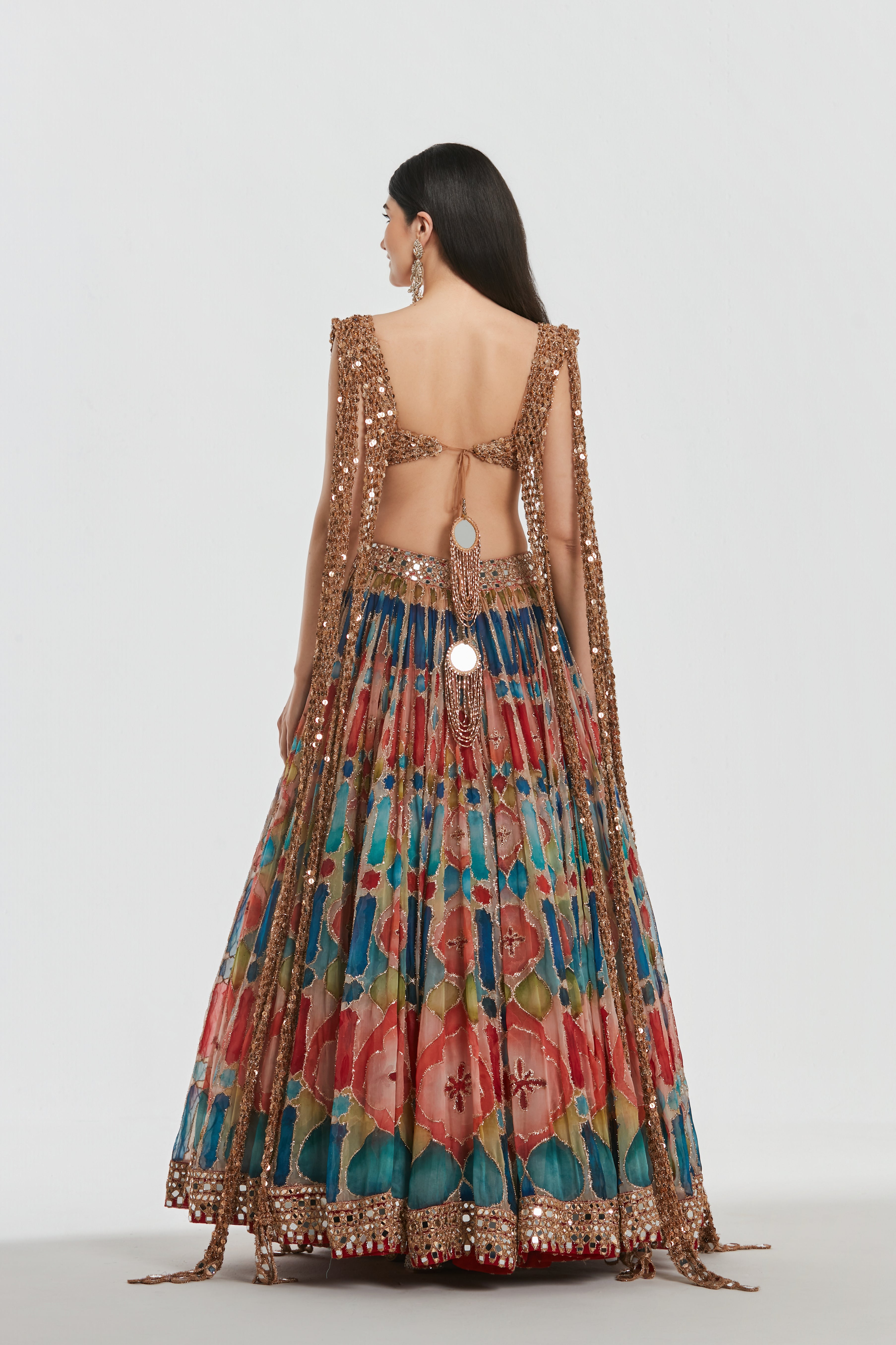 Mirror work , zari , Sequins , Dori thread