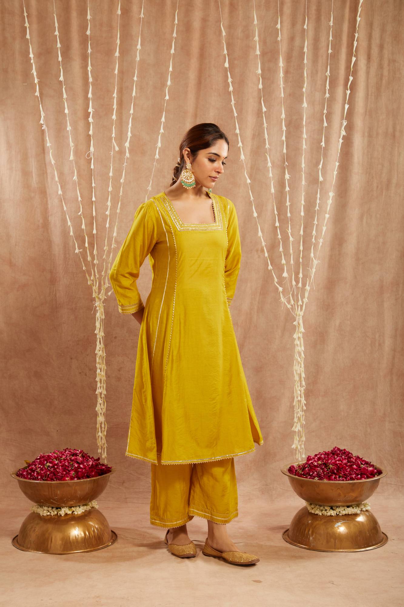 Lotus Lime Gota Kurta with Narrow Pants