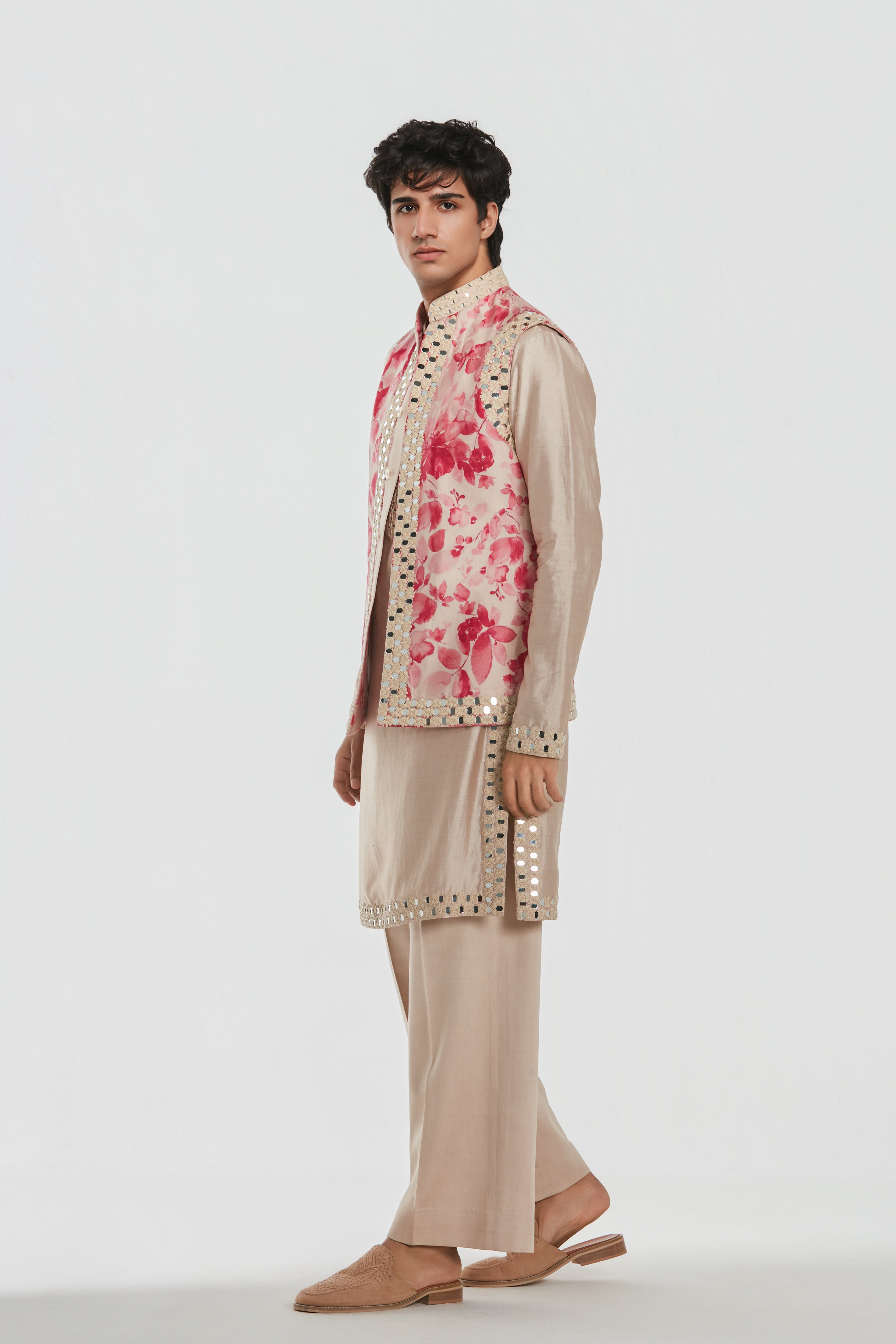 Kurta and Jacket - Heavy chanderi , Pant-Cotton twill