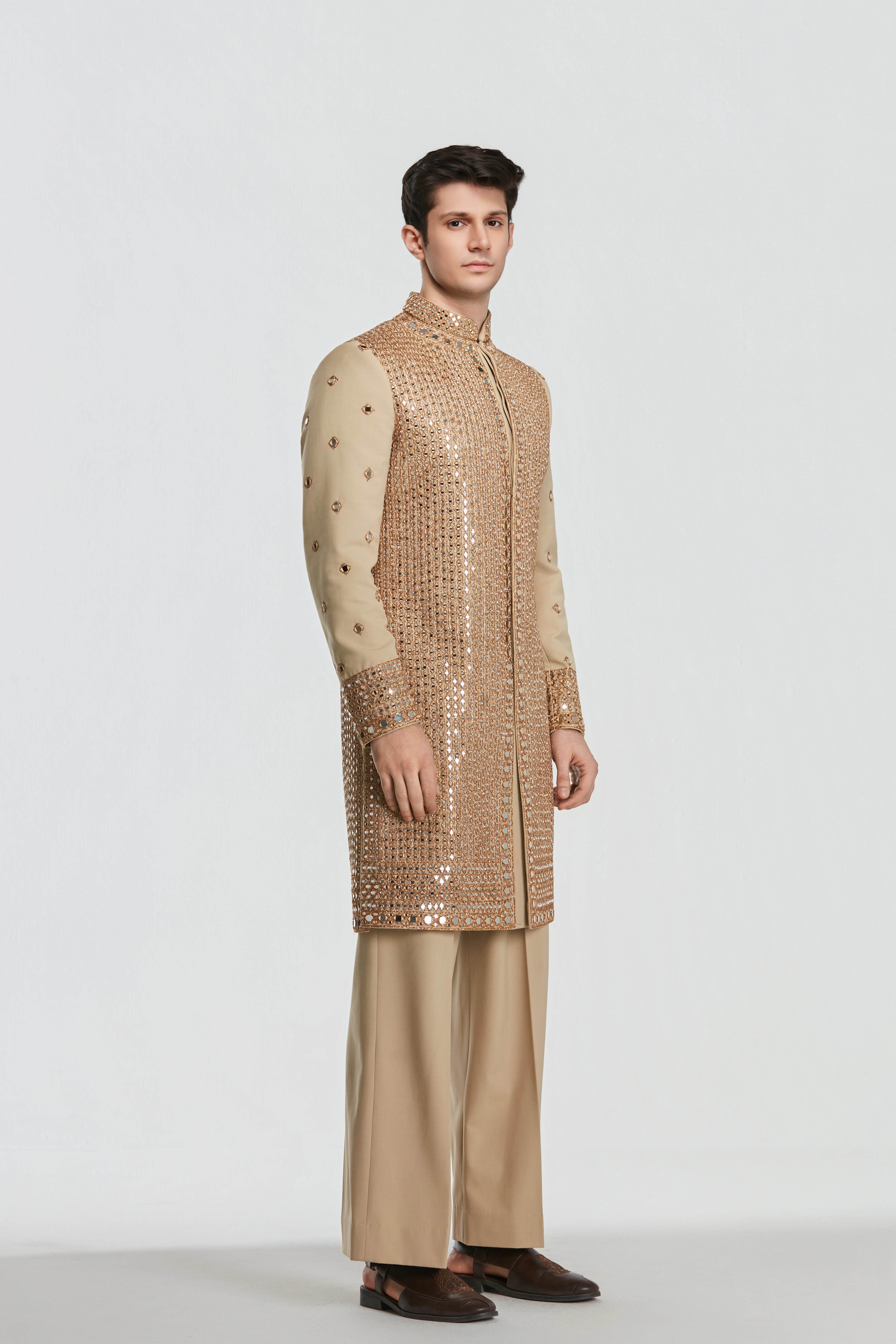 Sherwani and pant - Neo tech , Kurta - Heavy chanderi