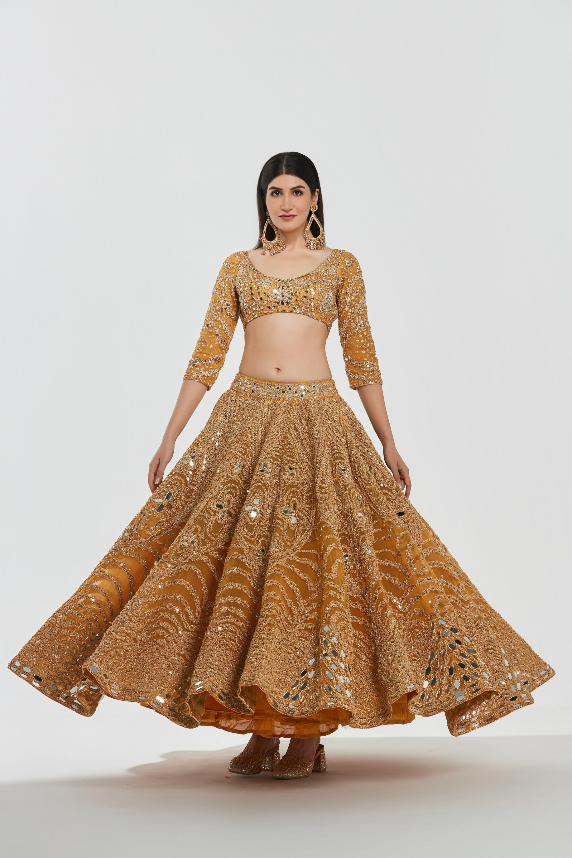 Mirror work, zari , gota