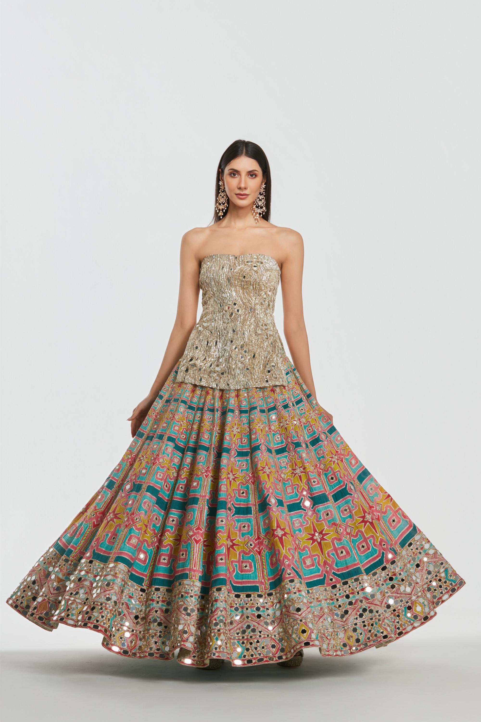 Mirror work , zari , lurex thread