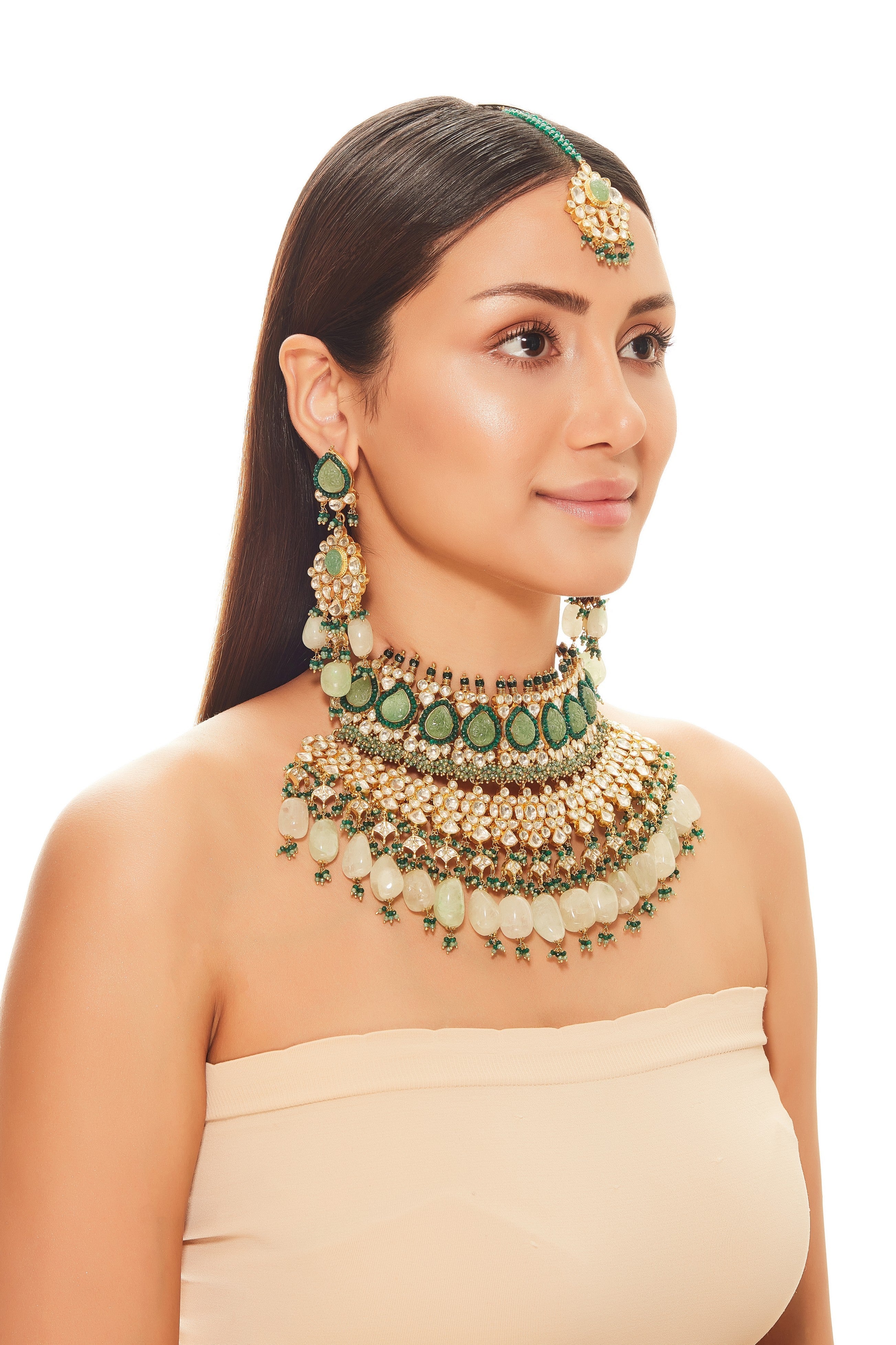 Carved Stone Necklace Set