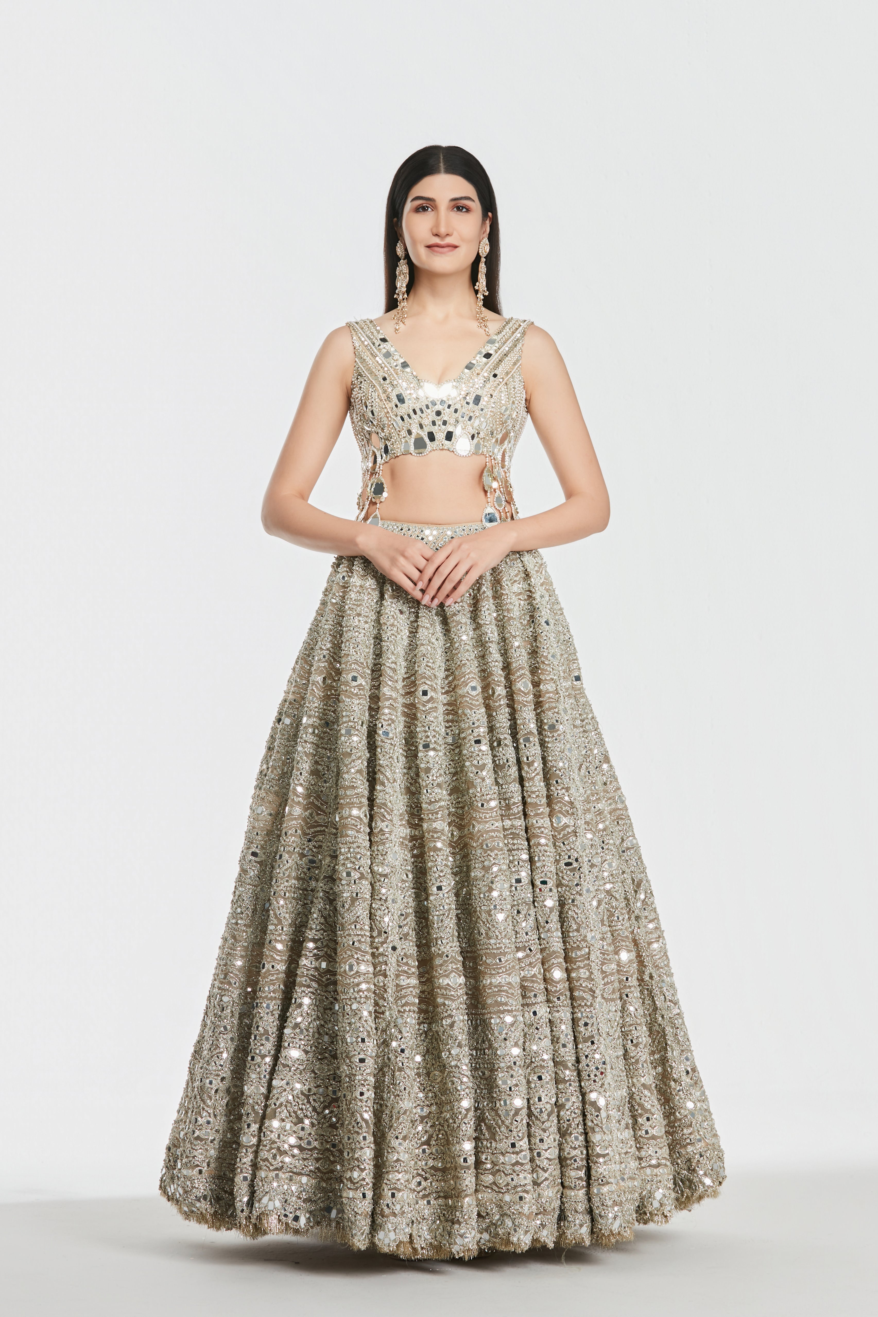 Mirror work , zari , gota