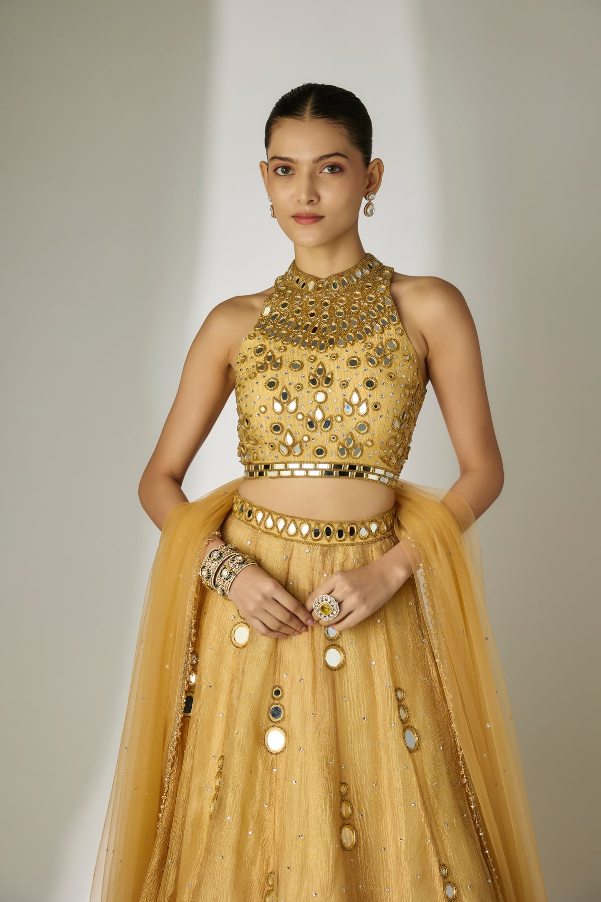 Gold Mirror Lehenga Set