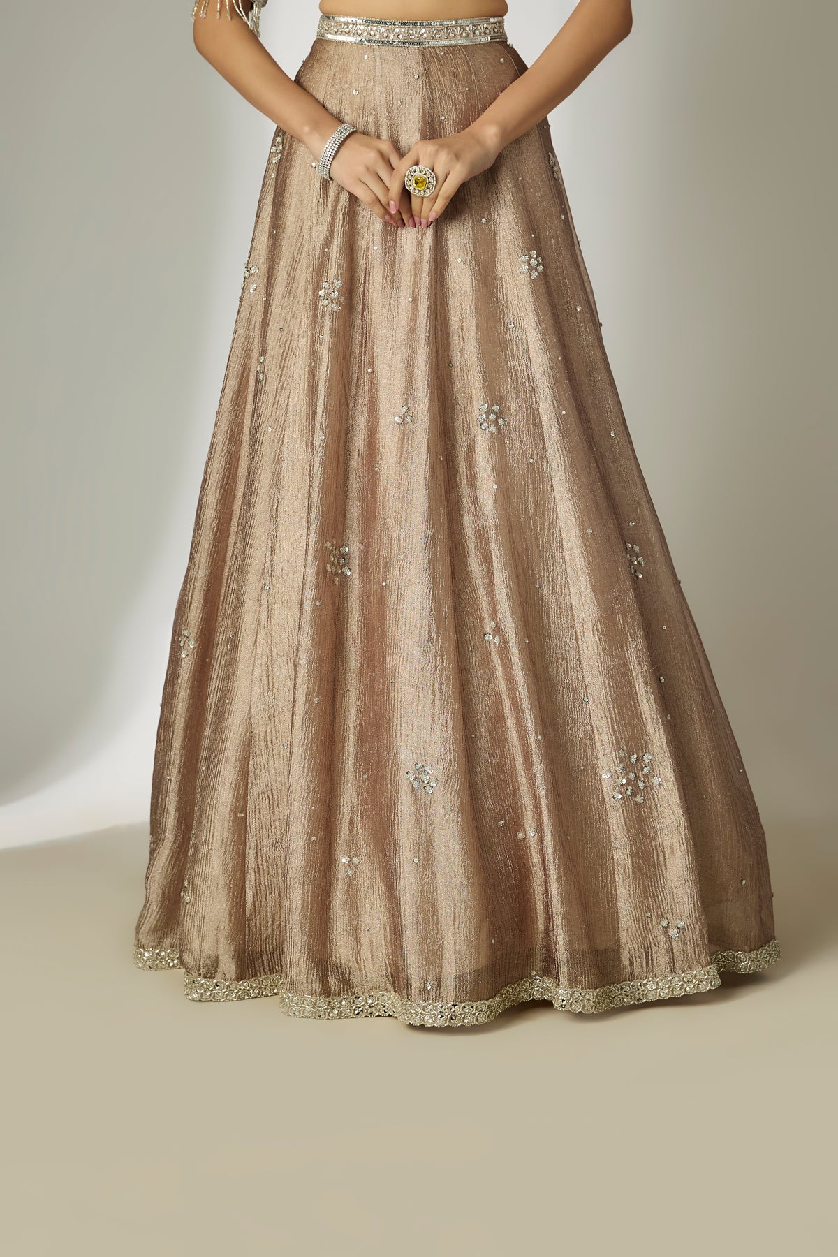 Grey Floral Halter Lehenga Set