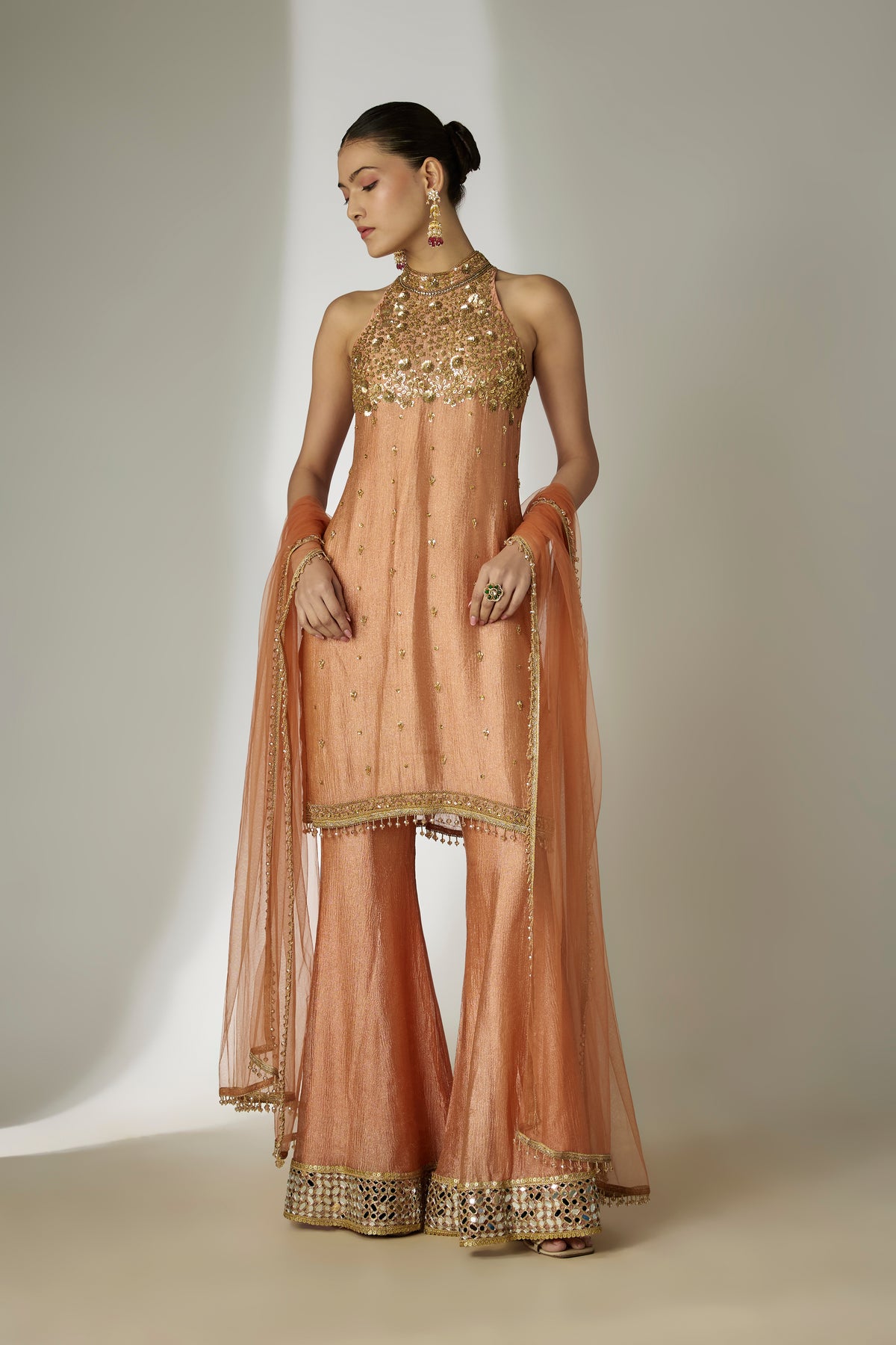 Rust Orange Sharara Set