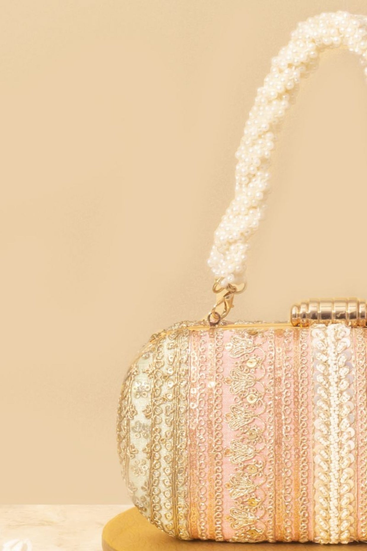 Naaz Embroidered Capsule Clutch - Pastel