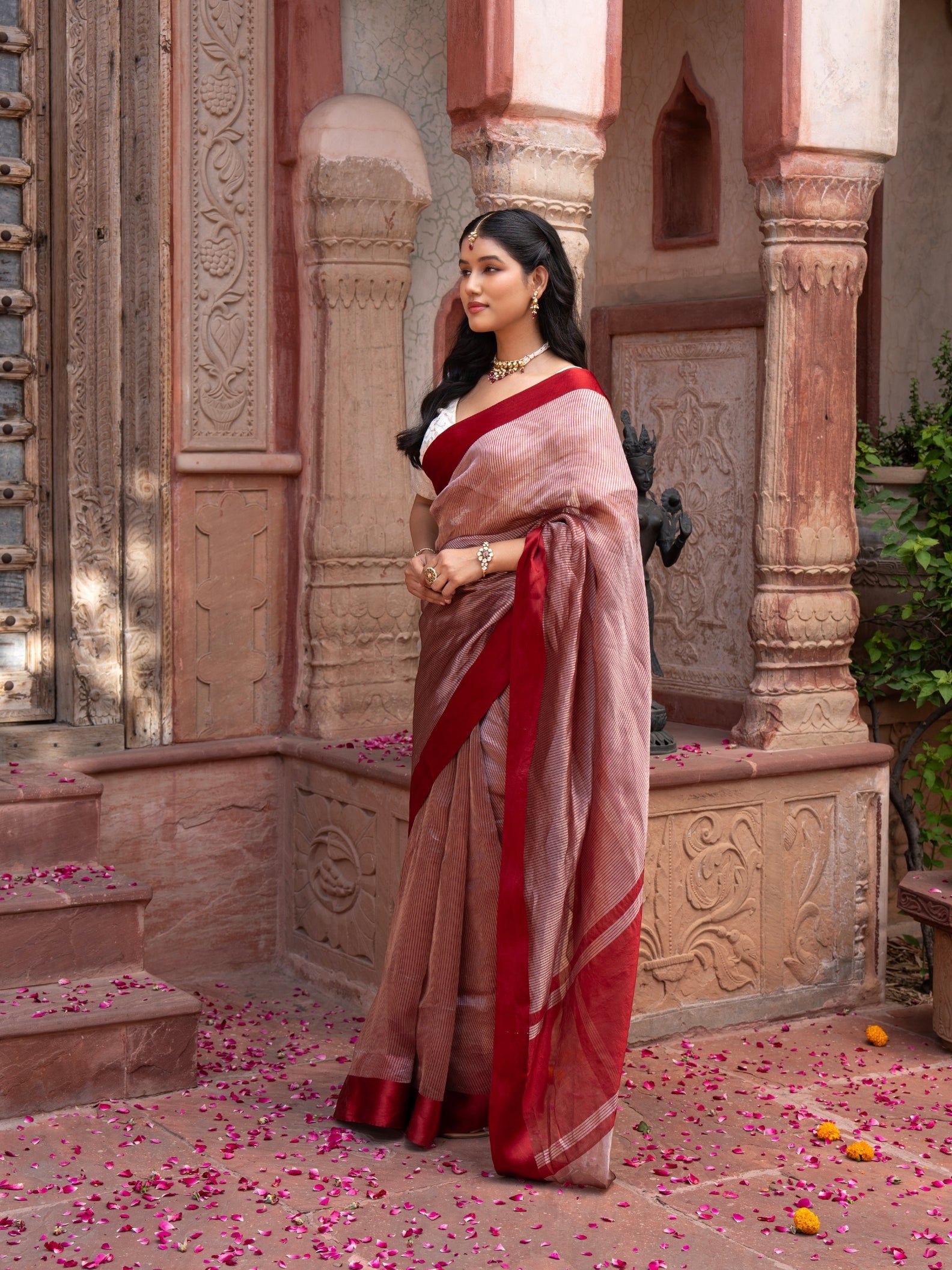 Maroon Pure Tissue Silk Banarasi Handloom Saree