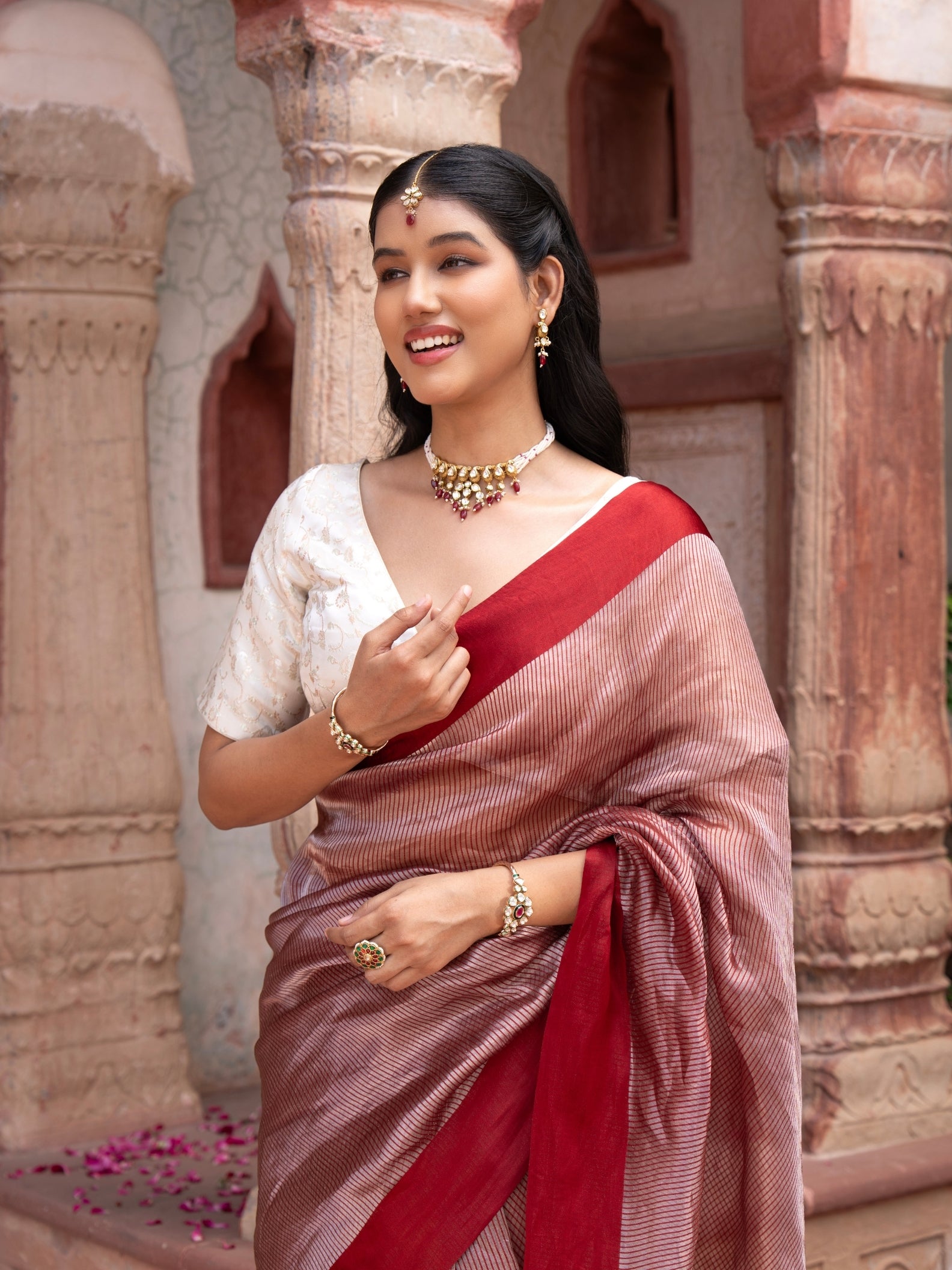 Maroon Pure Tissue Silk Banarasi Handloom Saree