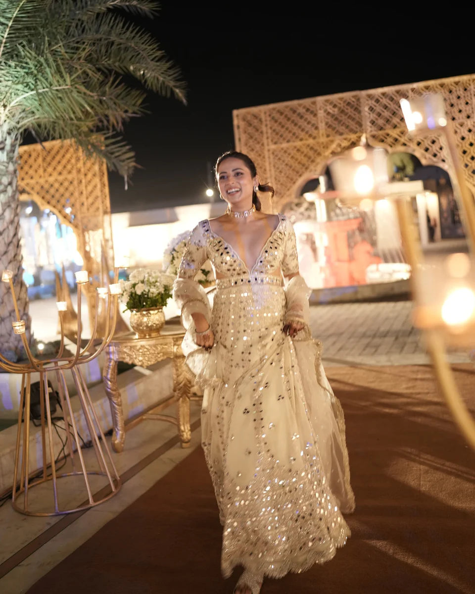 Sargun Mehta in Aasmi Anarkali Set