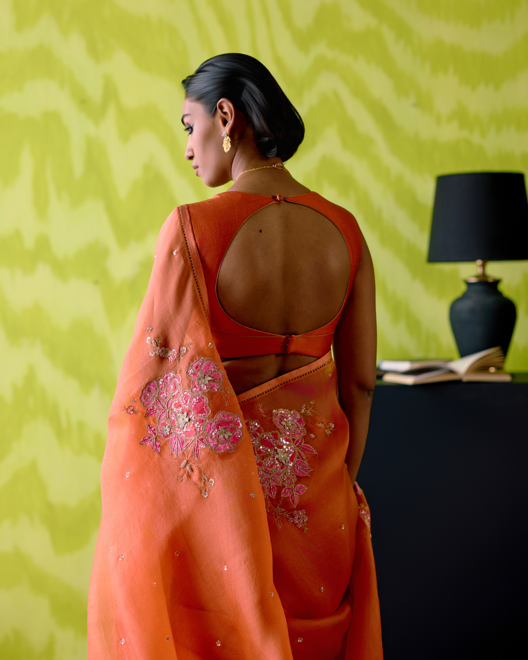 Rust Orange Saree with Blouse