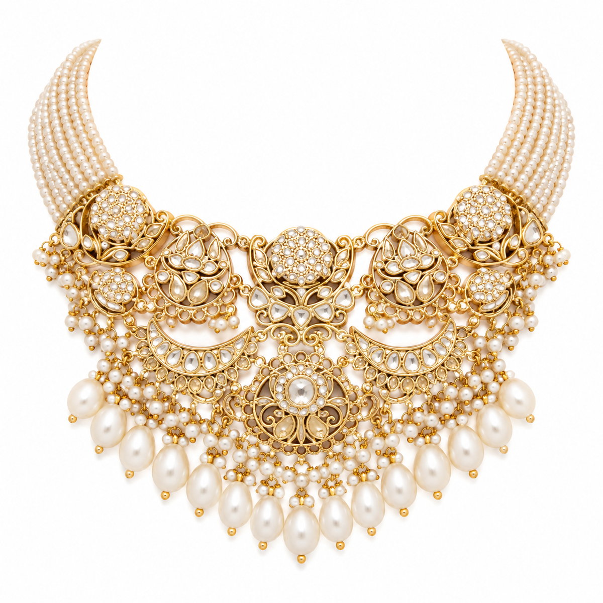 Pearl Kundan Layered Statement Necklace Set 21