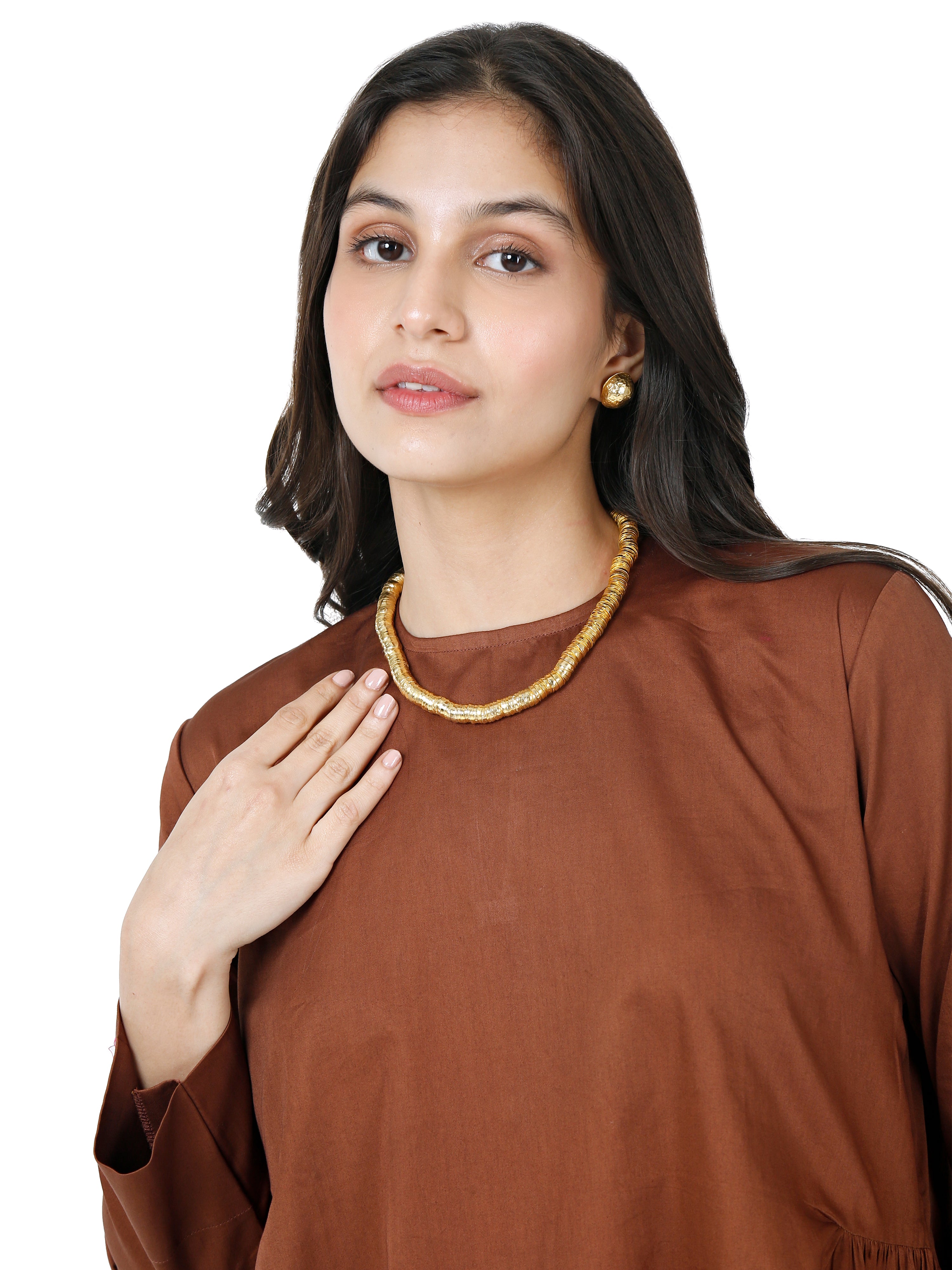 Earth Brown Satin Kurta Set for Modern Minimalism