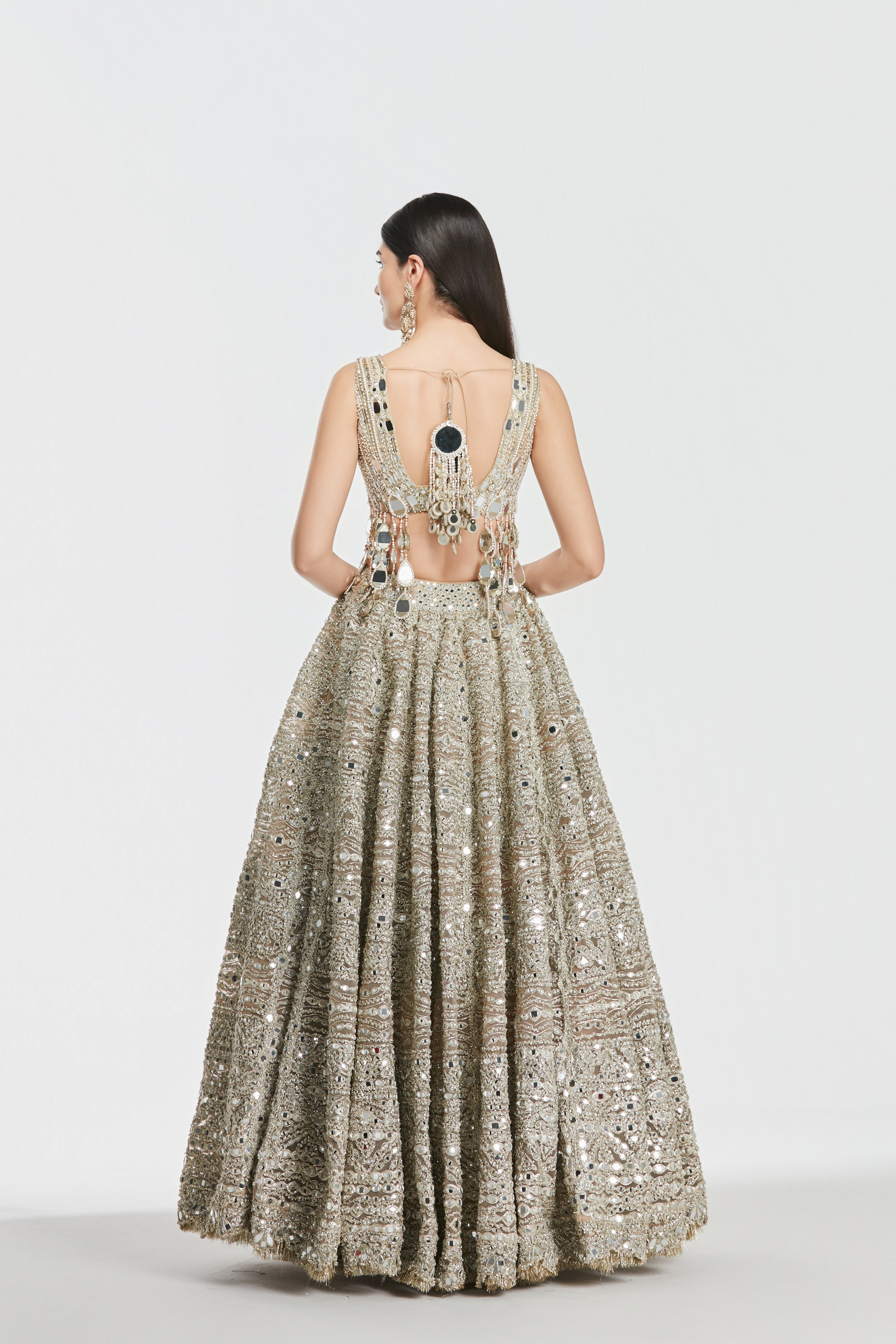 Mirror work , zari , gota