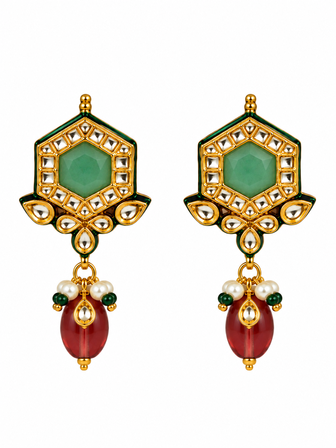 Kundan Hexagon Choker with Drop Earrings
