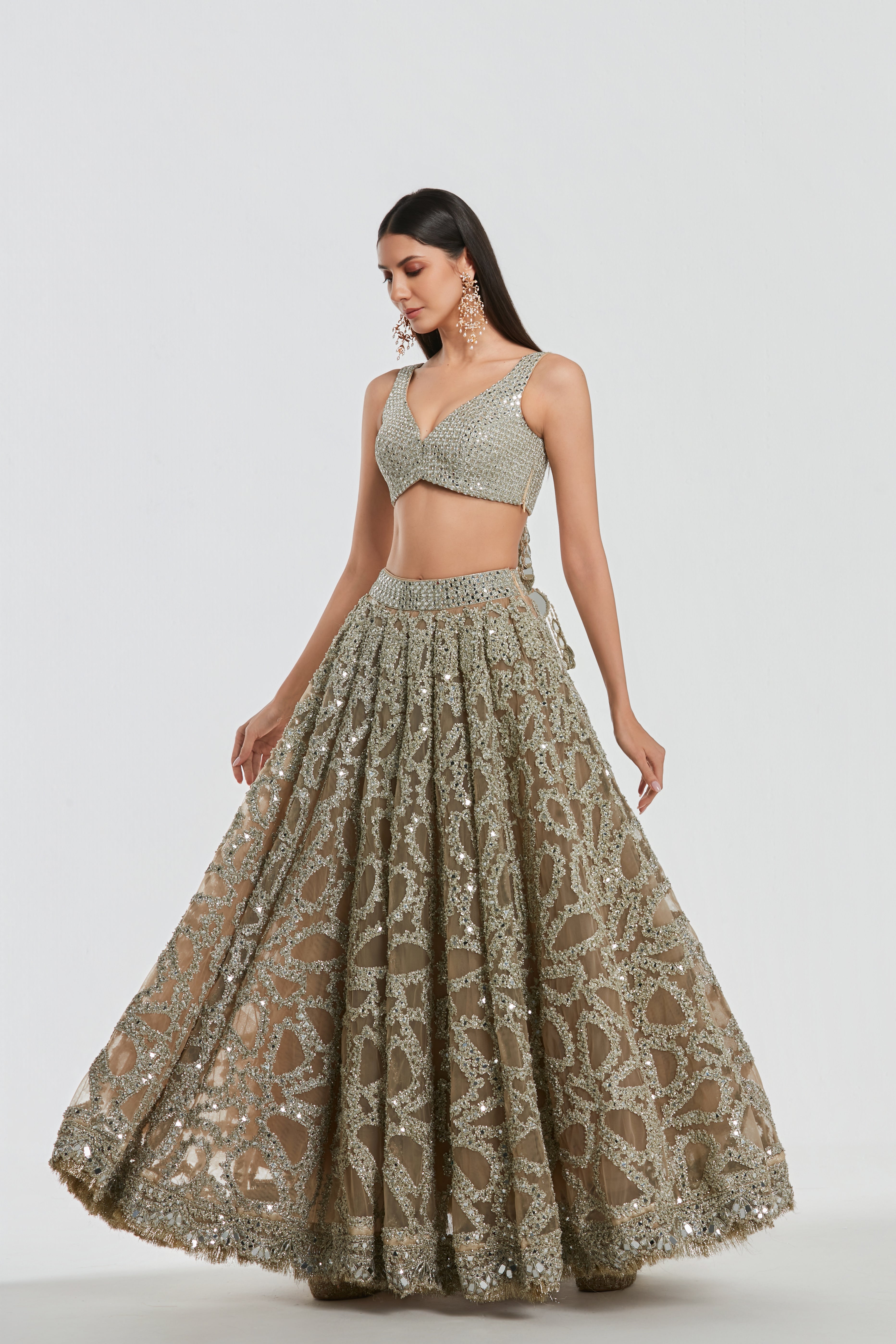 Mirror work , zari , gota