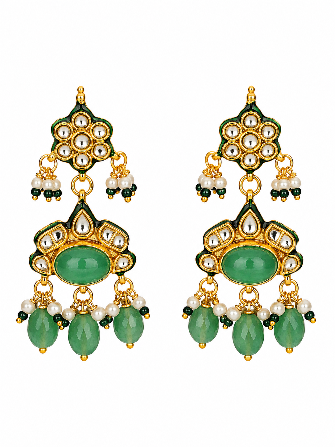 Kundan Beaded Choker with Drop Earrings